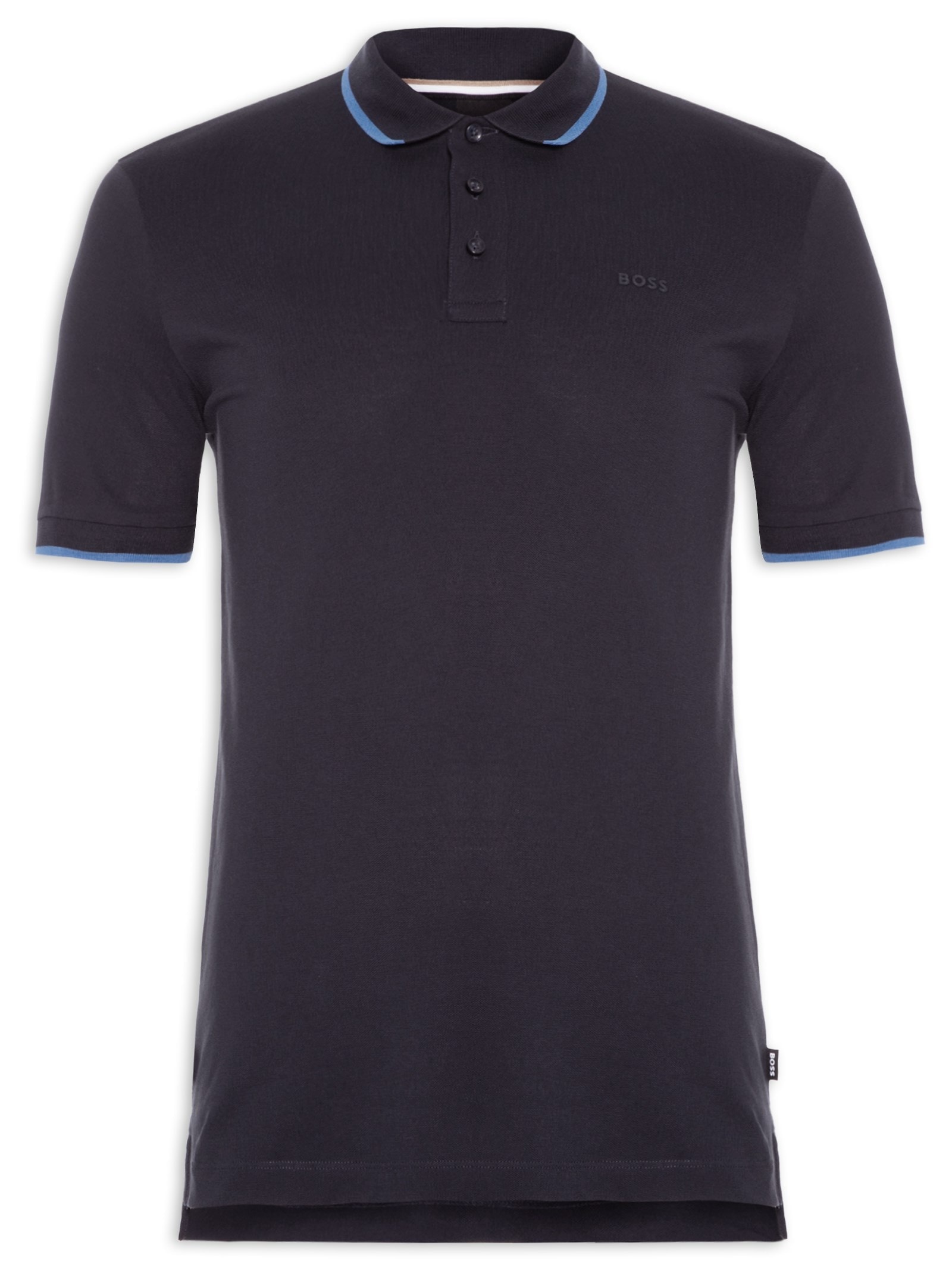 Polo Masculina Manga Curta com Friso Parlay Regular fit  Azul Boss