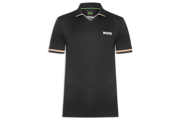 Polo Masculina Manga Curta Com Friso  - Preto