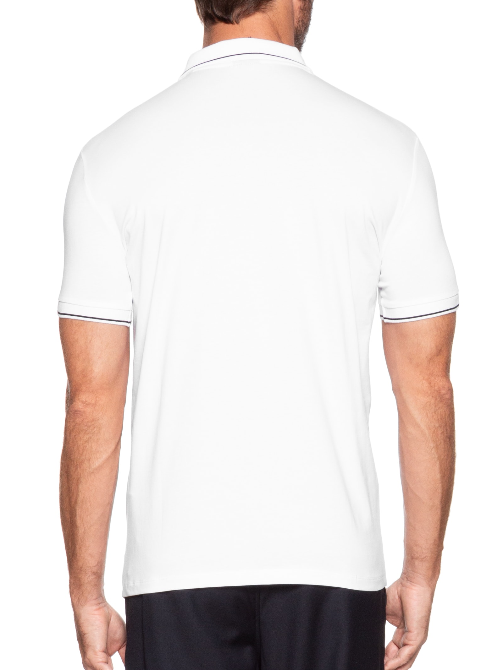 Polo Masculina Manga Curta Com Logo No Colarinho Branco Armani Exchange