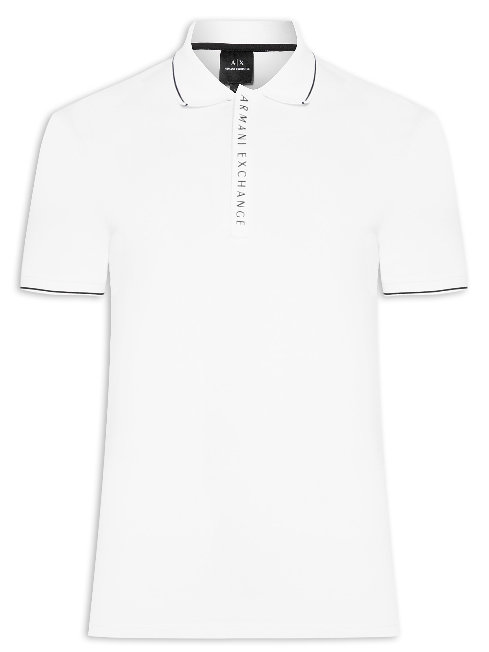 Polo Masculina Manga Curta Com Logo No Colarinho Branco Armani Exchange