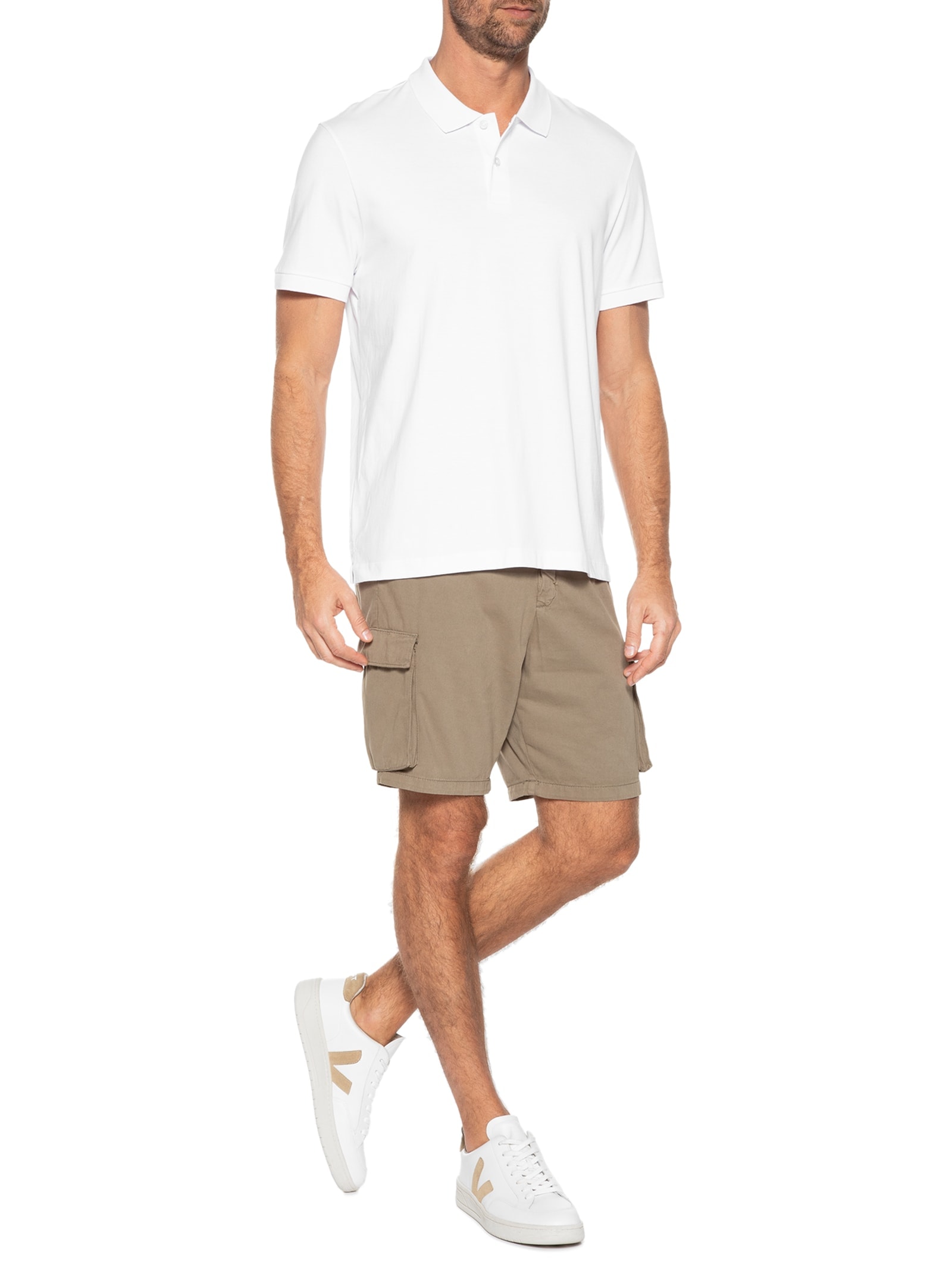 Polo Masculina Manga Curta Cotton Pima Branco Hering