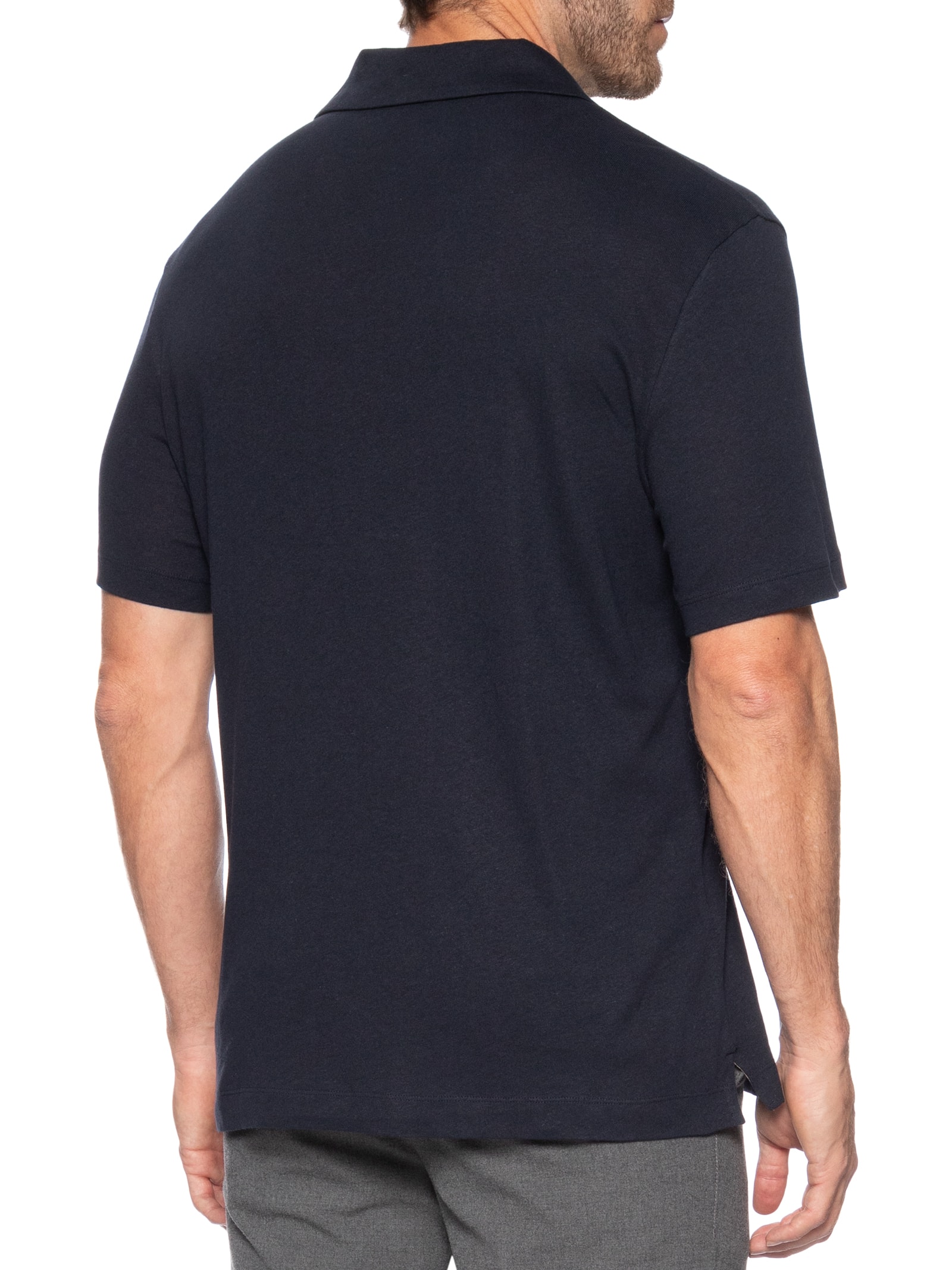 Polo Masculina Manga Curta de Linho H Ponti Azul Boss