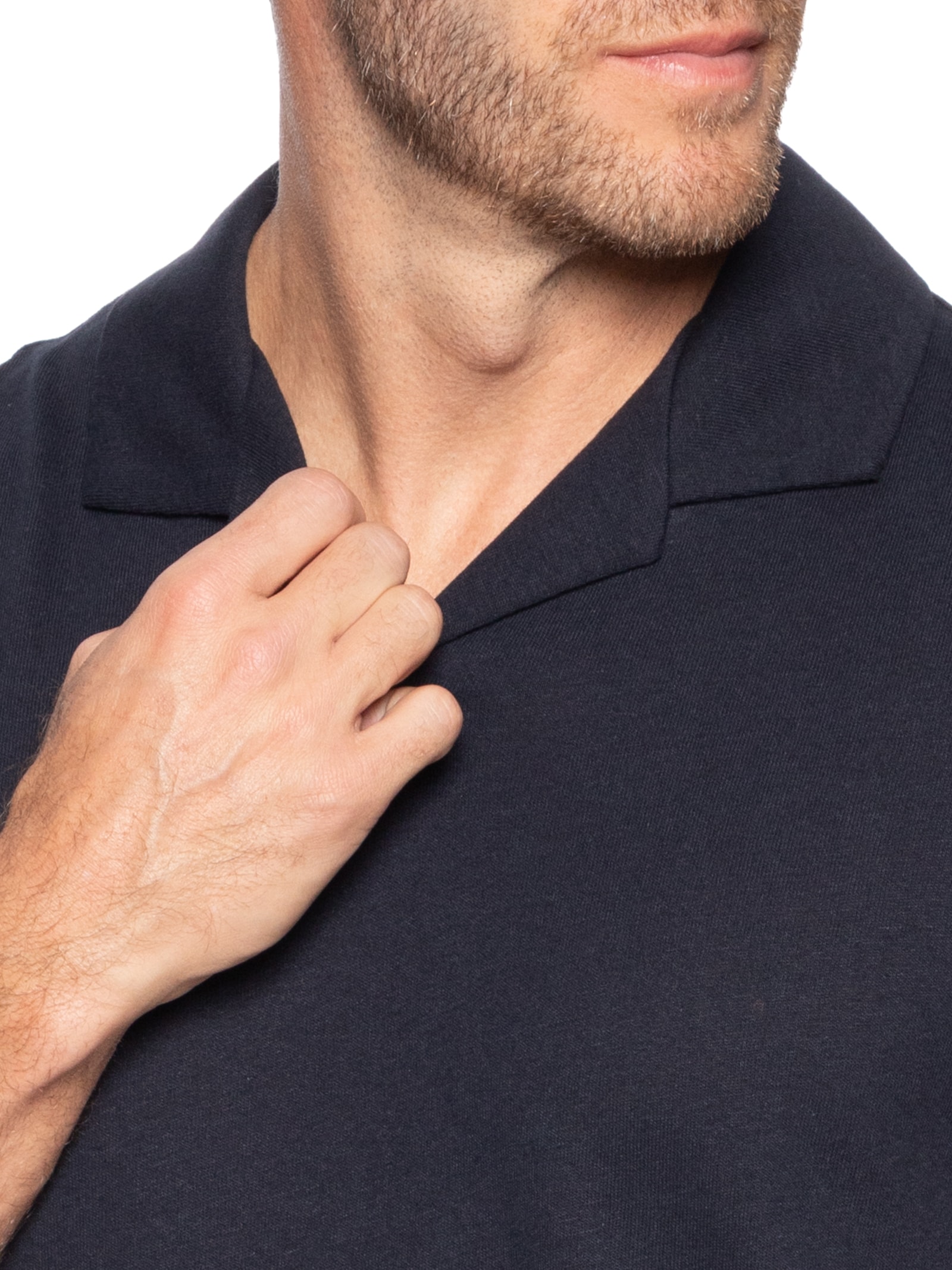 Polo Masculina Manga Curta de Linho H Ponti Azul Boss