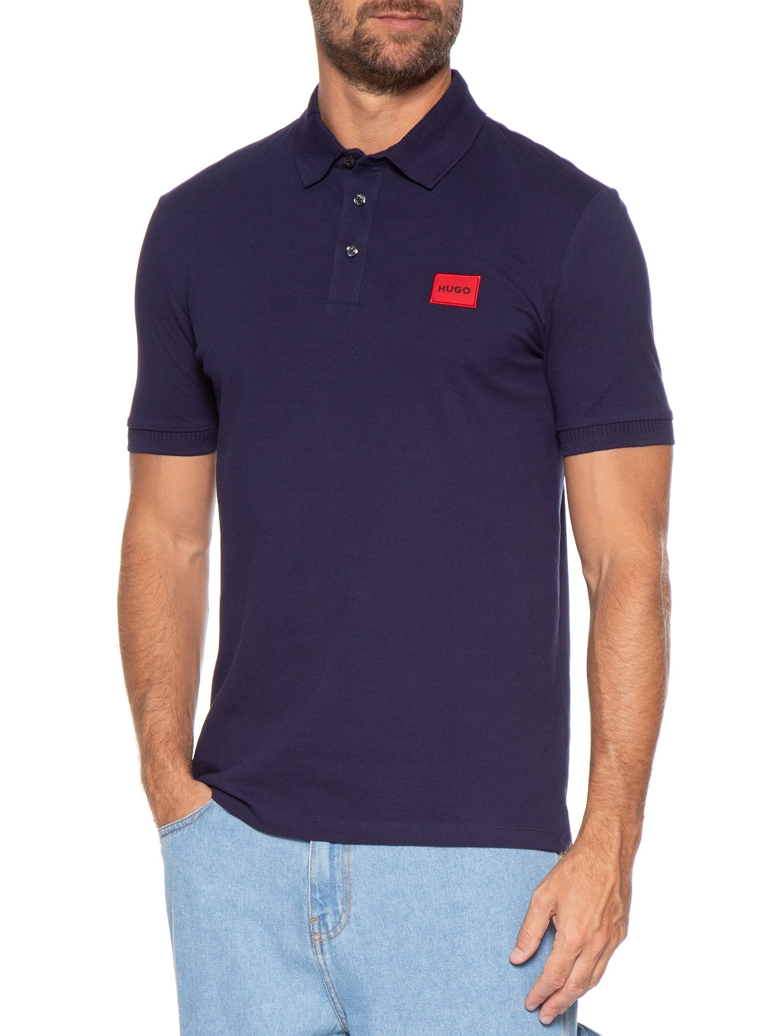 Polo Masculina Manga Curta Dereso  Azul Hugo