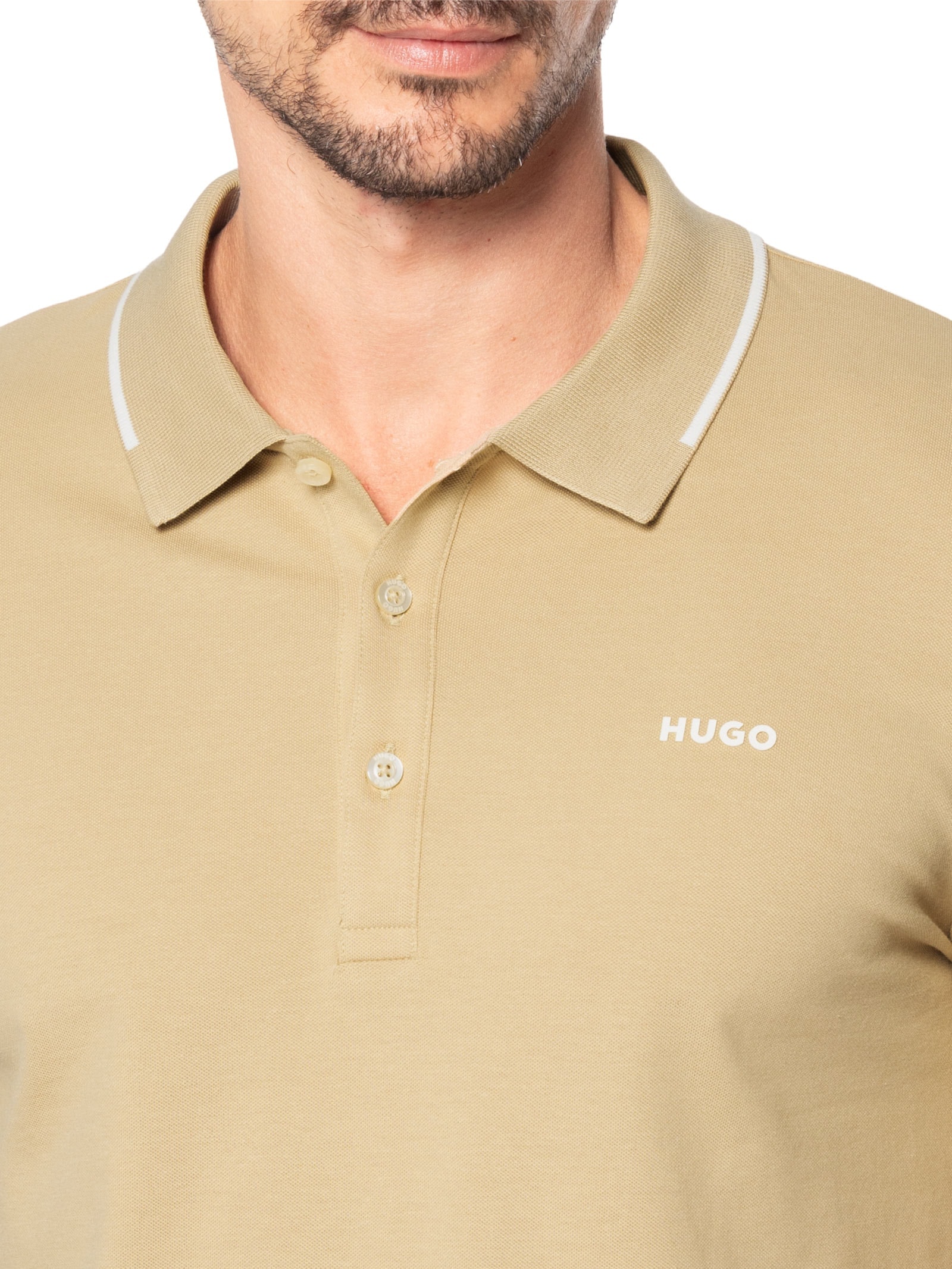 Pólo Masculina Manga Curta Dinoso222 Bege Hugo