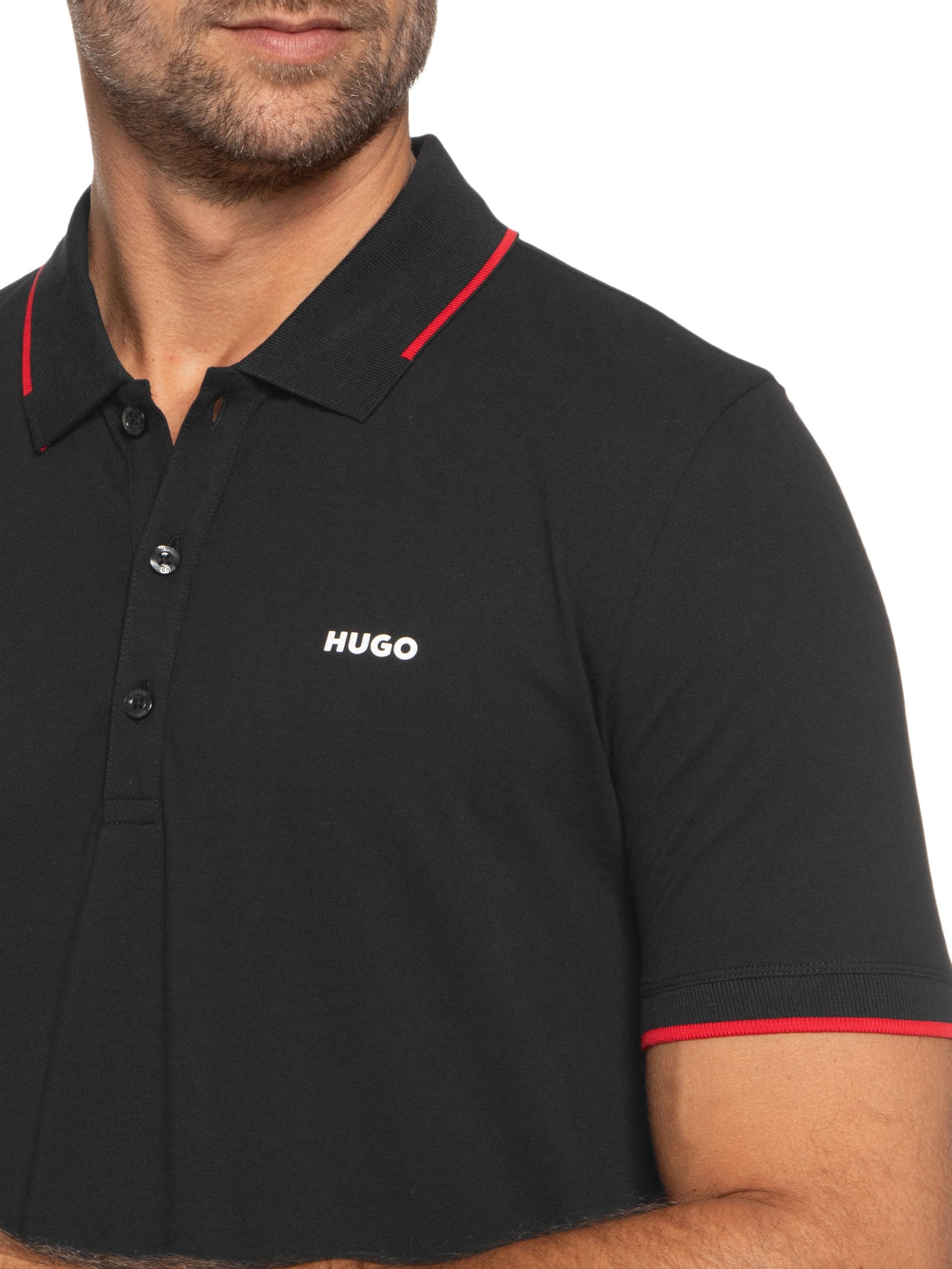 Hugo - Polo Masculina Manga Curta Dinoso222 - Preto