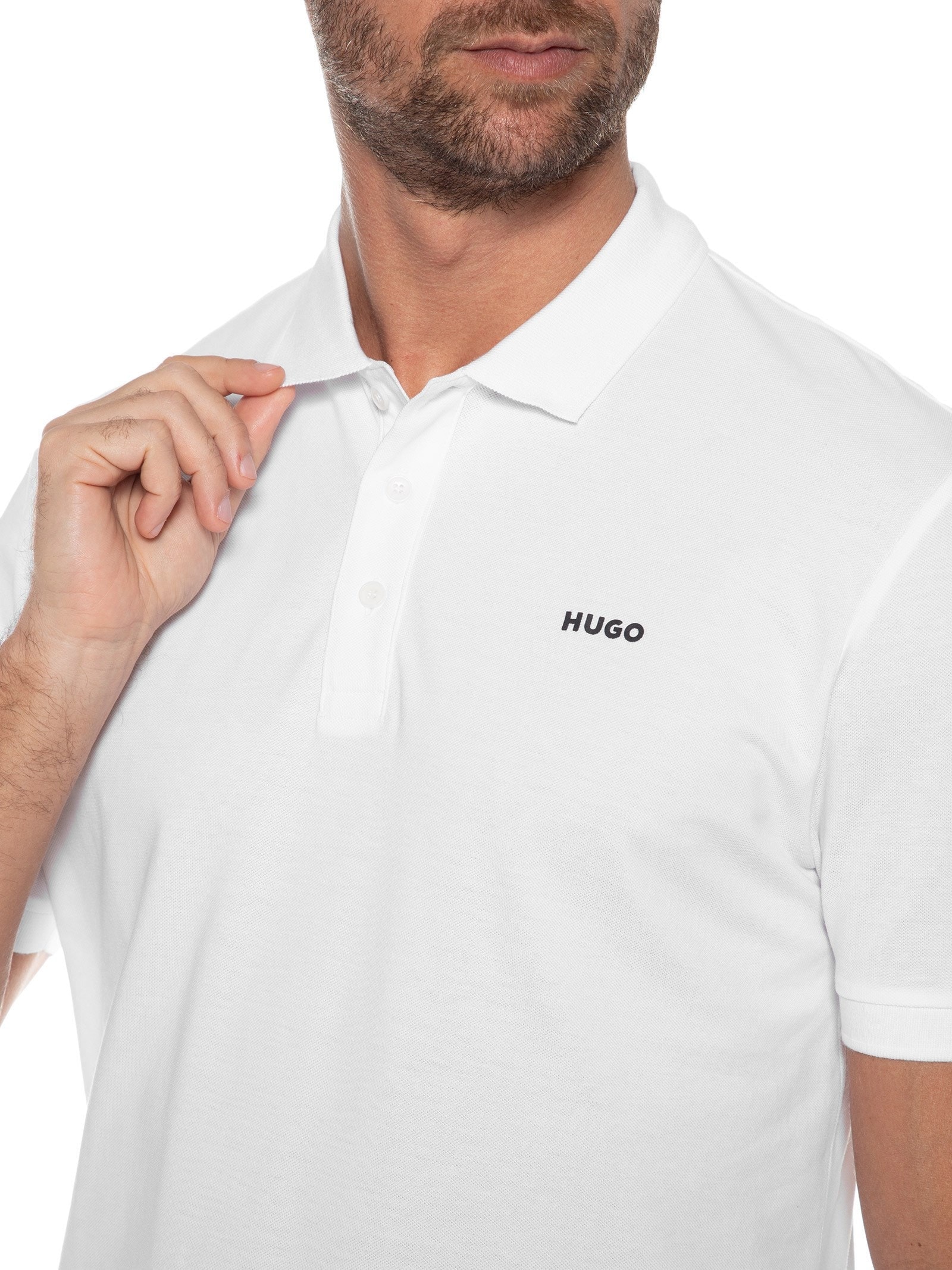 Polo Masculina Manga Curta Donos 222 Branco Hugo