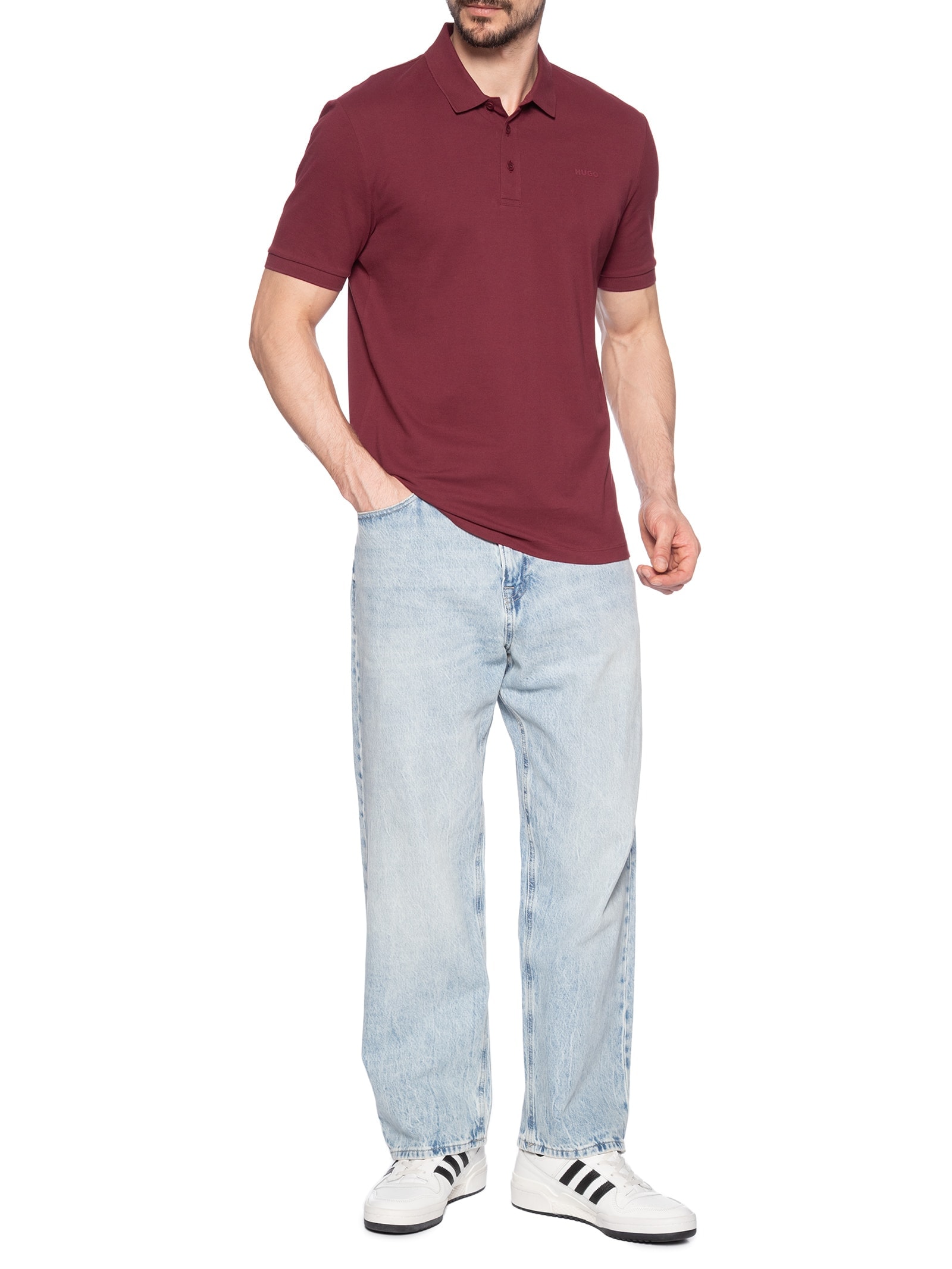 Polo Masculina Manga Curta Donos 222 Vermelho Hugo