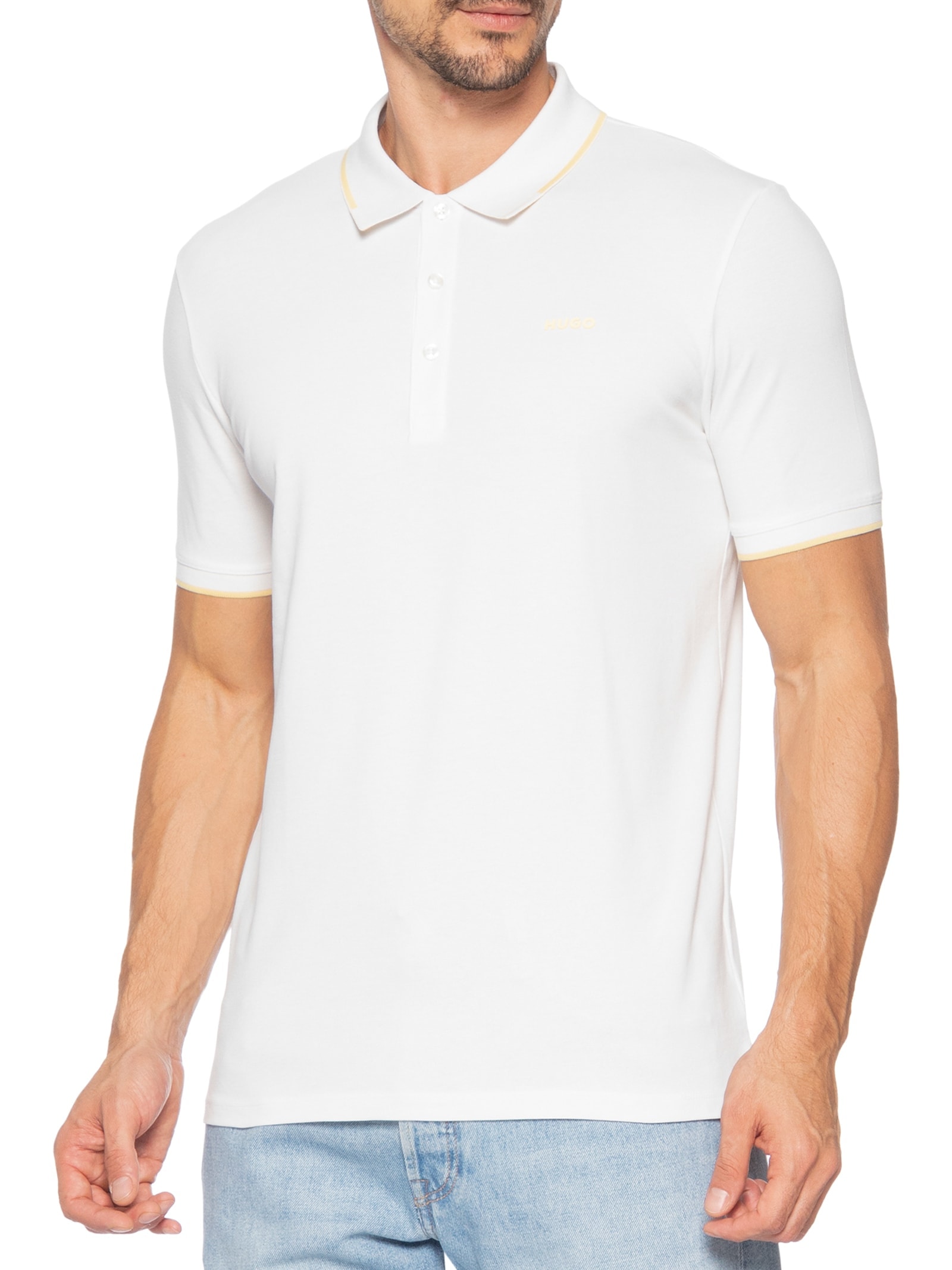 Pólo Masculina Manga Curta Donos222 Off White Hugo