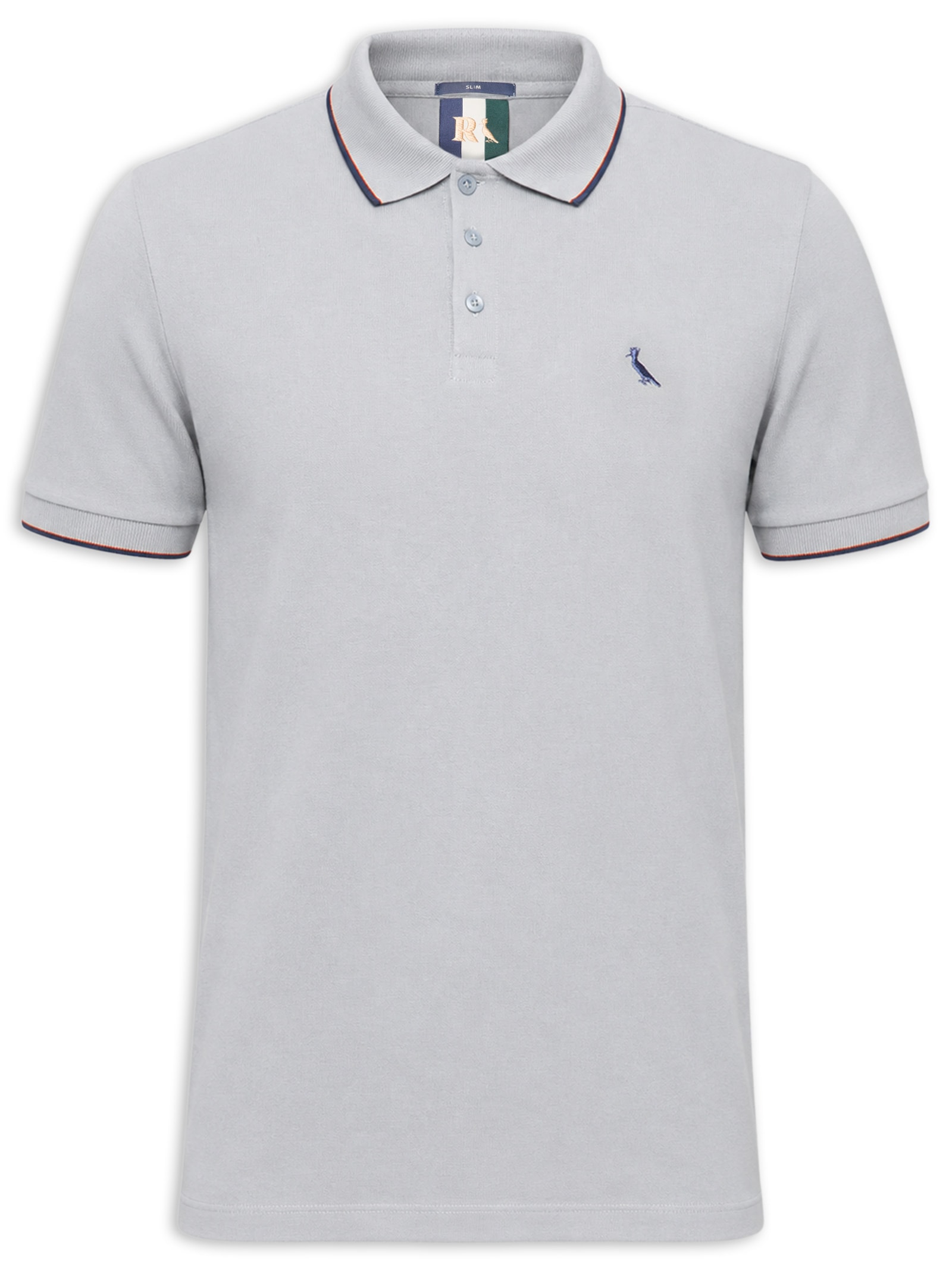 Polo Masculina Manga Curta Enxuto Novo Friso Cinza Reserva