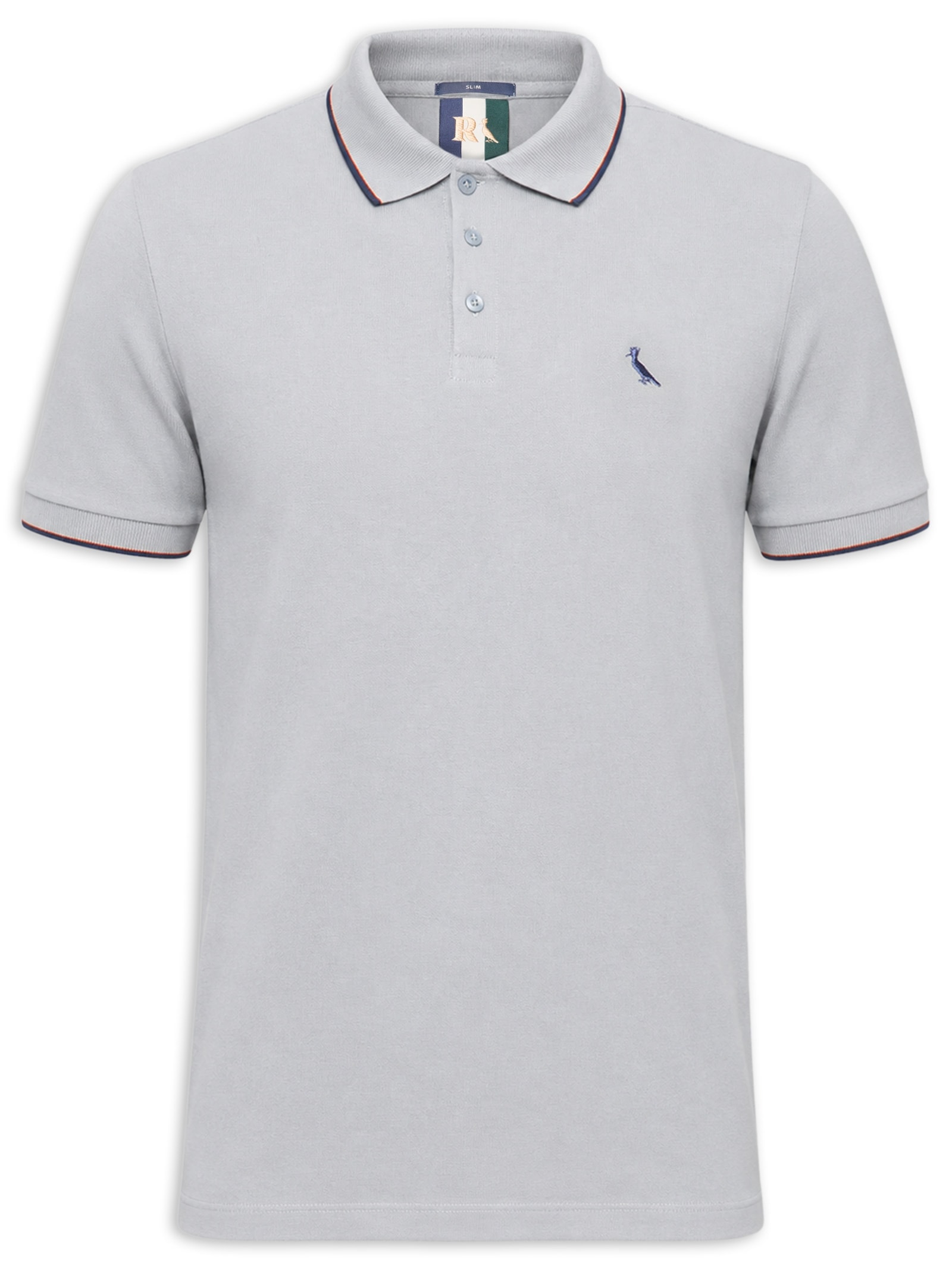 Polo Masculina Manga Curta Enxuto Novo Friso Cinza Reserva