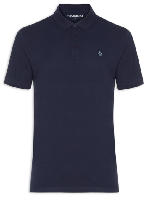 Polo Masculina Manga Curta Essentials Algodão – Azul