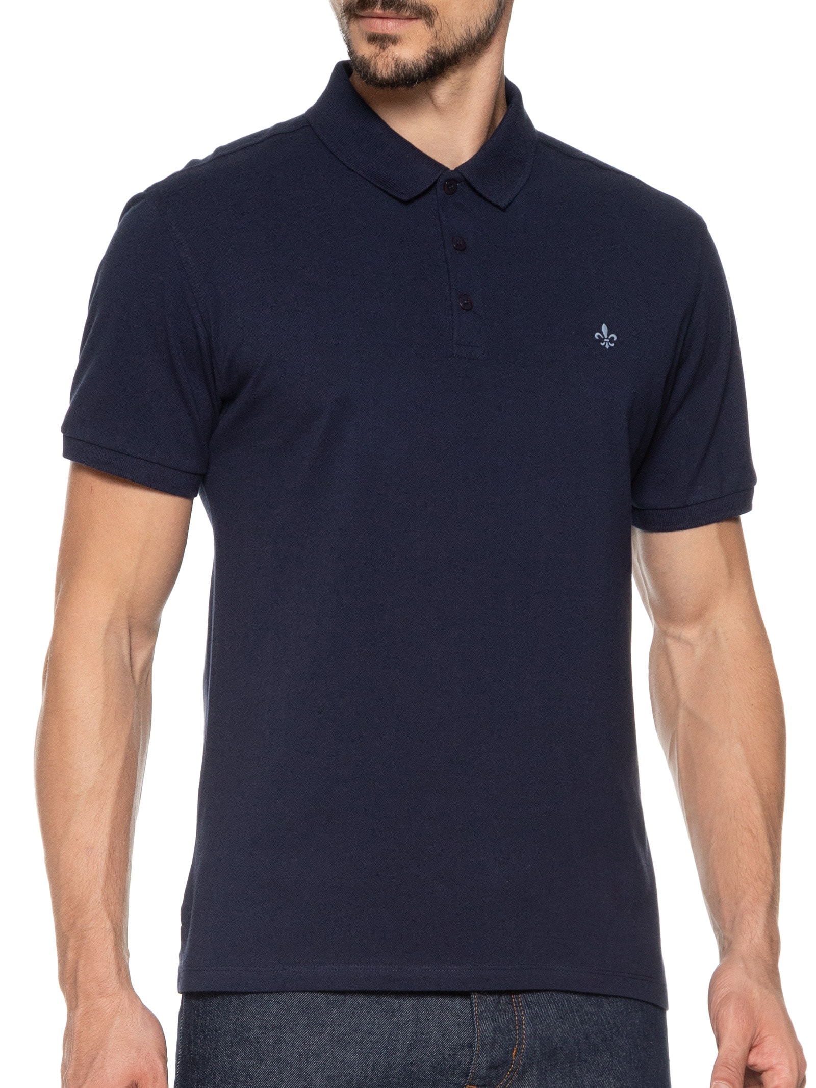 Polo Masculina Manga Curta Essentials Algodão Azul Dudalina