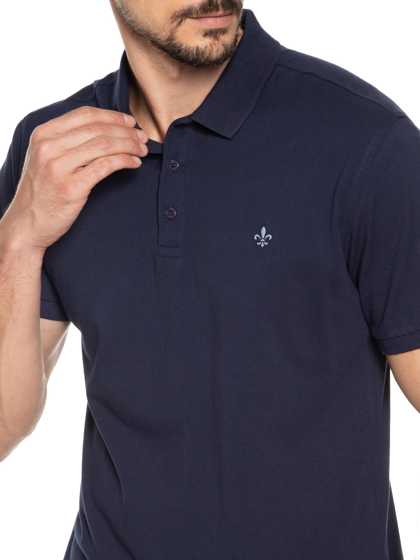 Polo Masculina Manga Curta Essentials Algodão Azul Dudalina