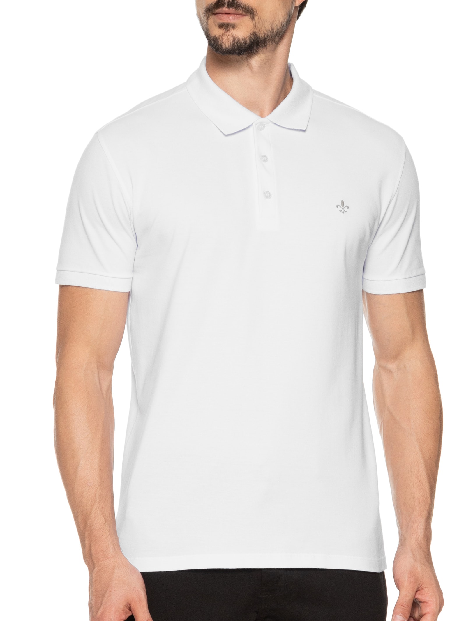 Polo Masculina Manga Curta Essentials Algodão Branco Dudalina