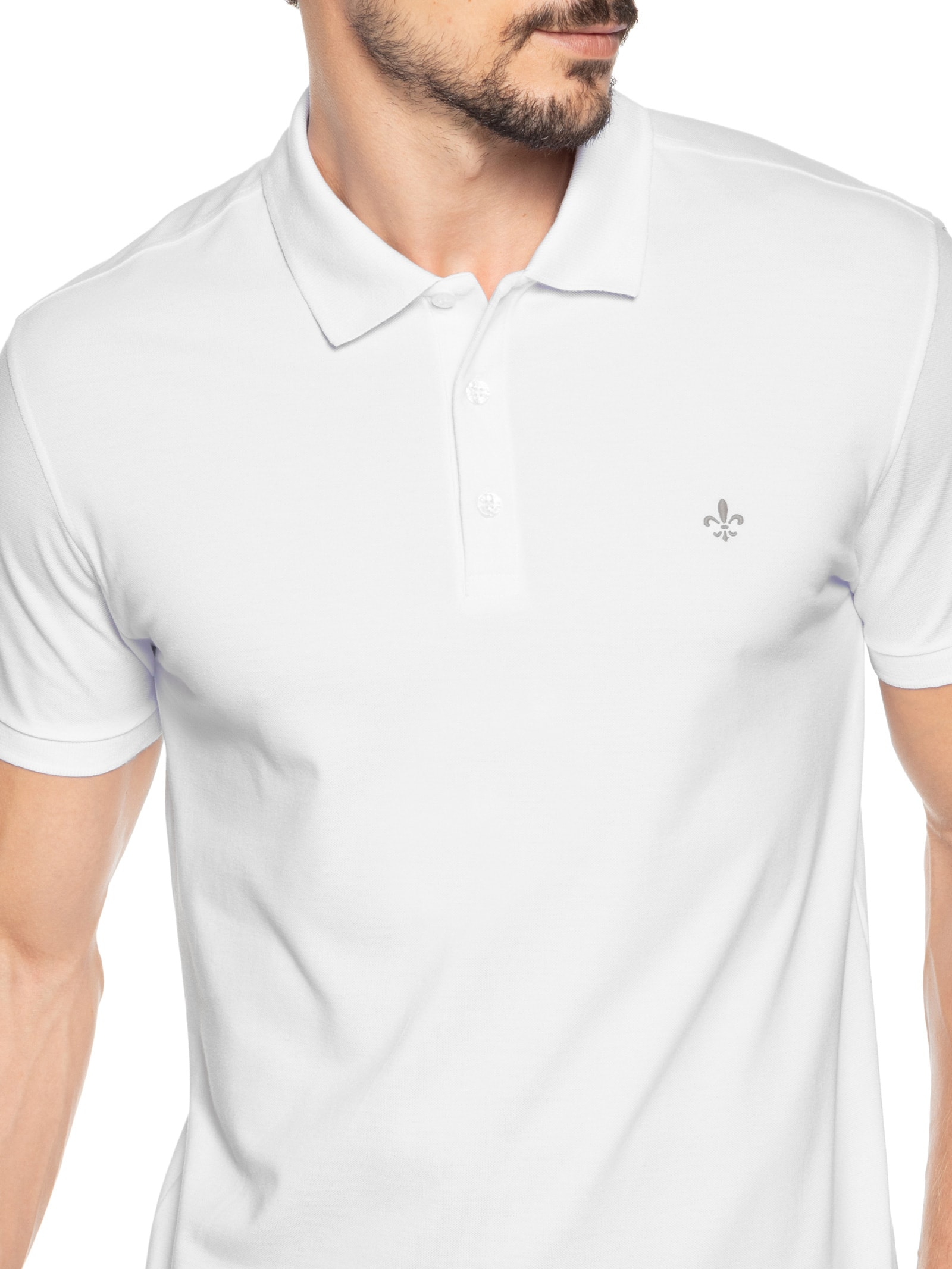 Polo Masculina Manga Curta Essentials Algodão Branco Dudalina