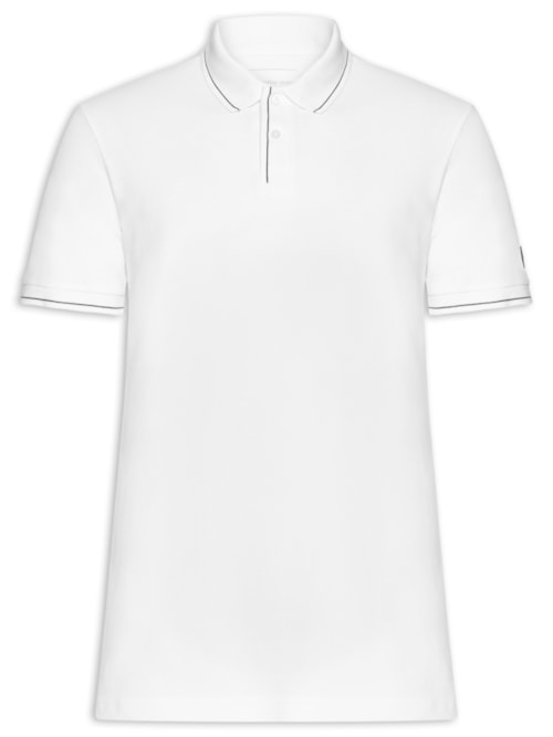 Polo Masculina Manga Curta Etiqueta – Branco