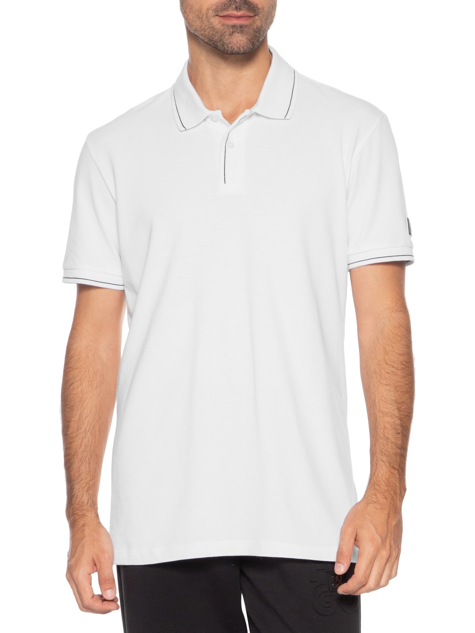 Polo Masculina Manga Curta Etiqueta Branco Calvin Klein Jeans