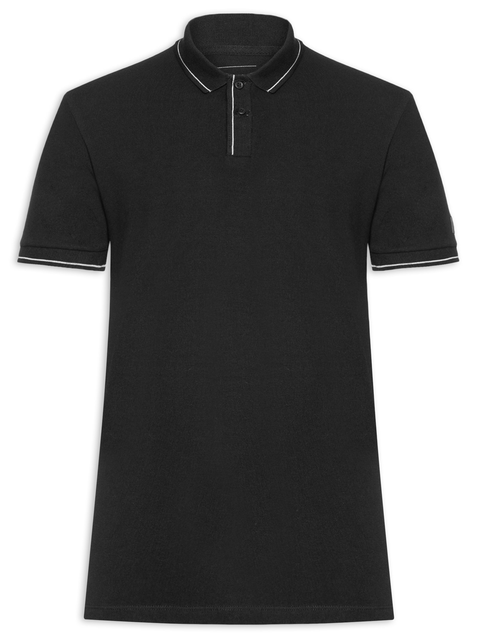 Polo Masculina Manga Curta Etiqueta Preto Calvin Klein Jeans