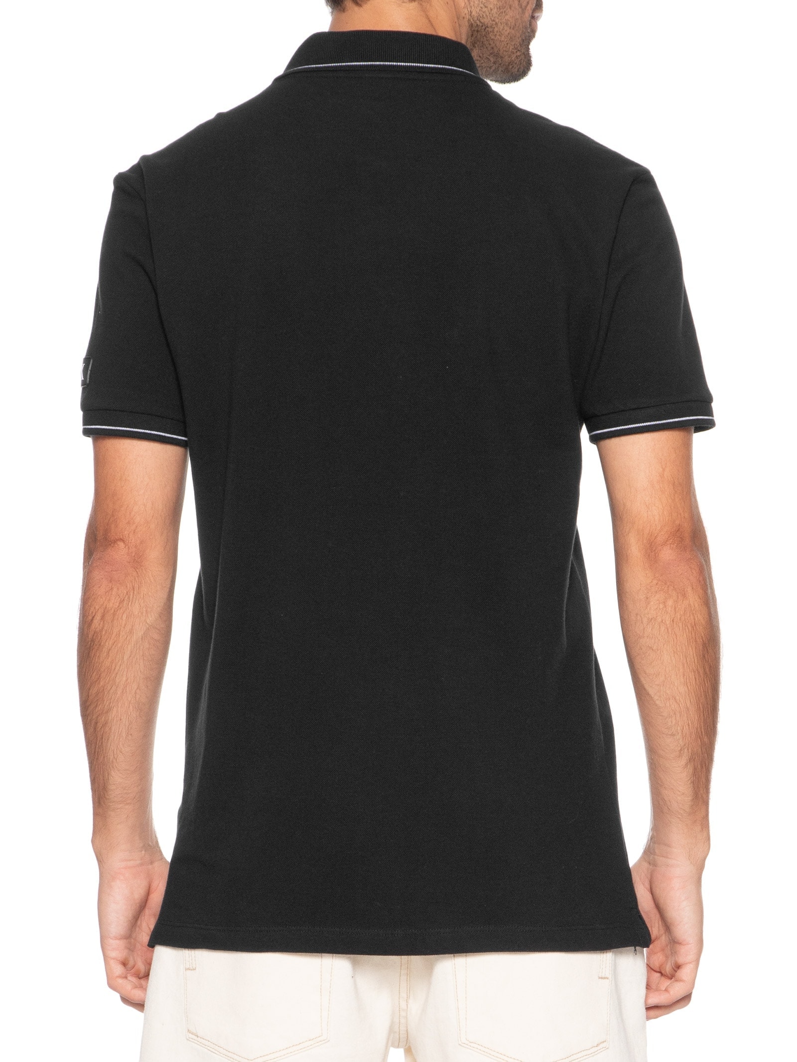 Polo Masculina Manga Curta Etiqueta Preto Calvin Klein Jeans