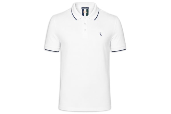 Polo Masculina Manga Curta Exuto Friso Único - Branco