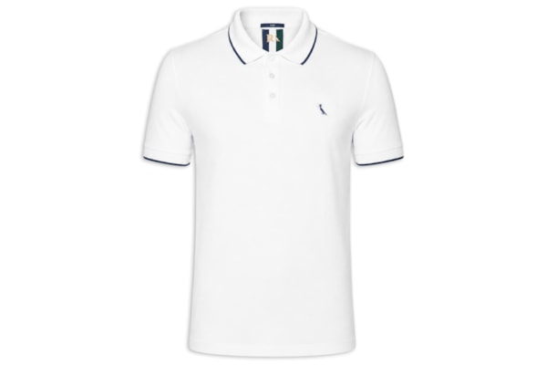 Polo Masculina Manga Curta Exuto Friso Único - Branco