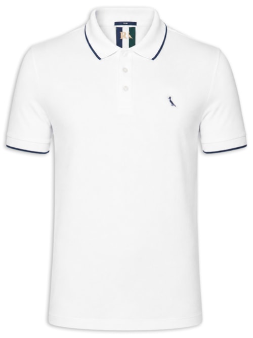Polo Masculina Manga Curta Exuto Friso Único - Branco