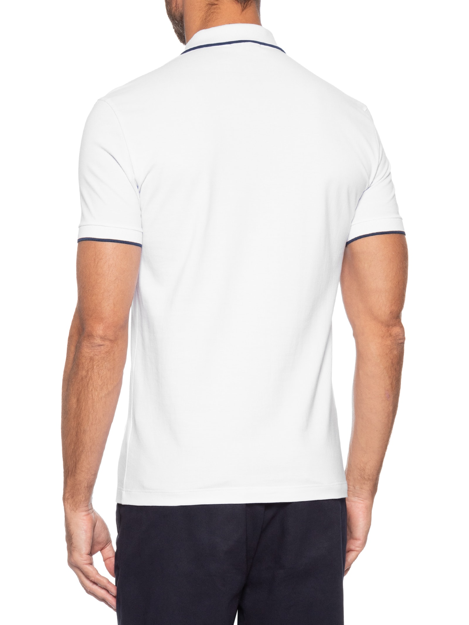 Polo Masculina Manga Curta Exuto Friso Único Branco Reserva