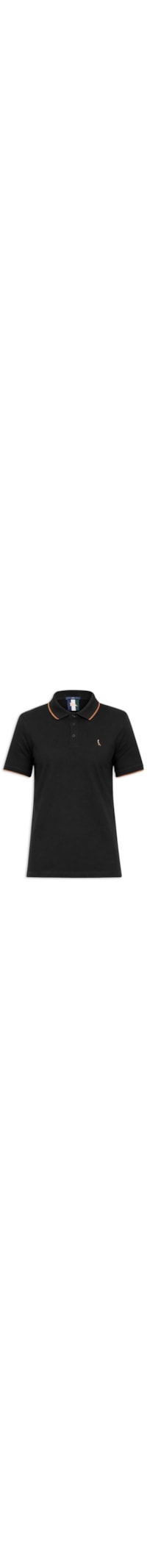 Polo Masculina Manga Curta Exuto Friso Único - Preto