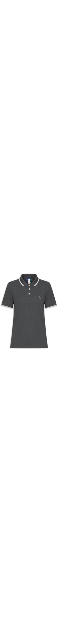 Polo Masculina Manga Curta Friso Duplo - Cinza