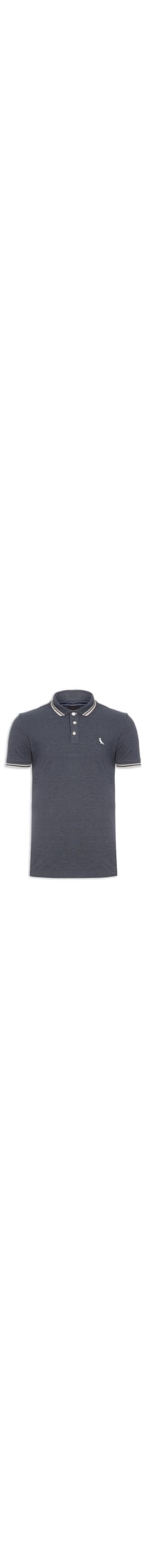 Polo Masculina Manga Curta Friso Rajado - Azul
