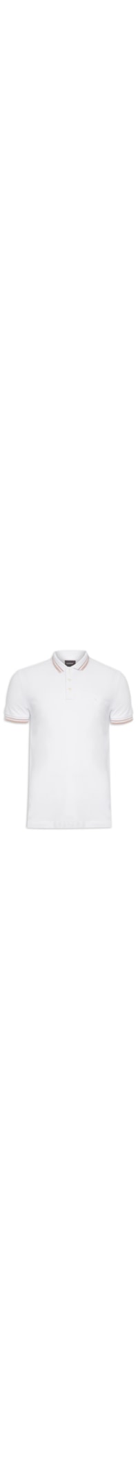 Polo Masculina Manga Curta Friso Rajado - Branco