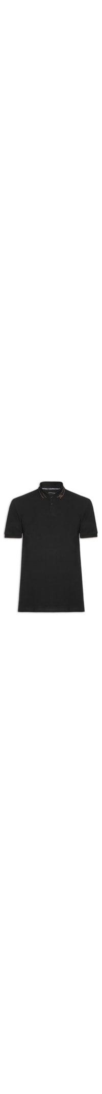 Polo Masculina Manga Curta Frisos Gola - Preto