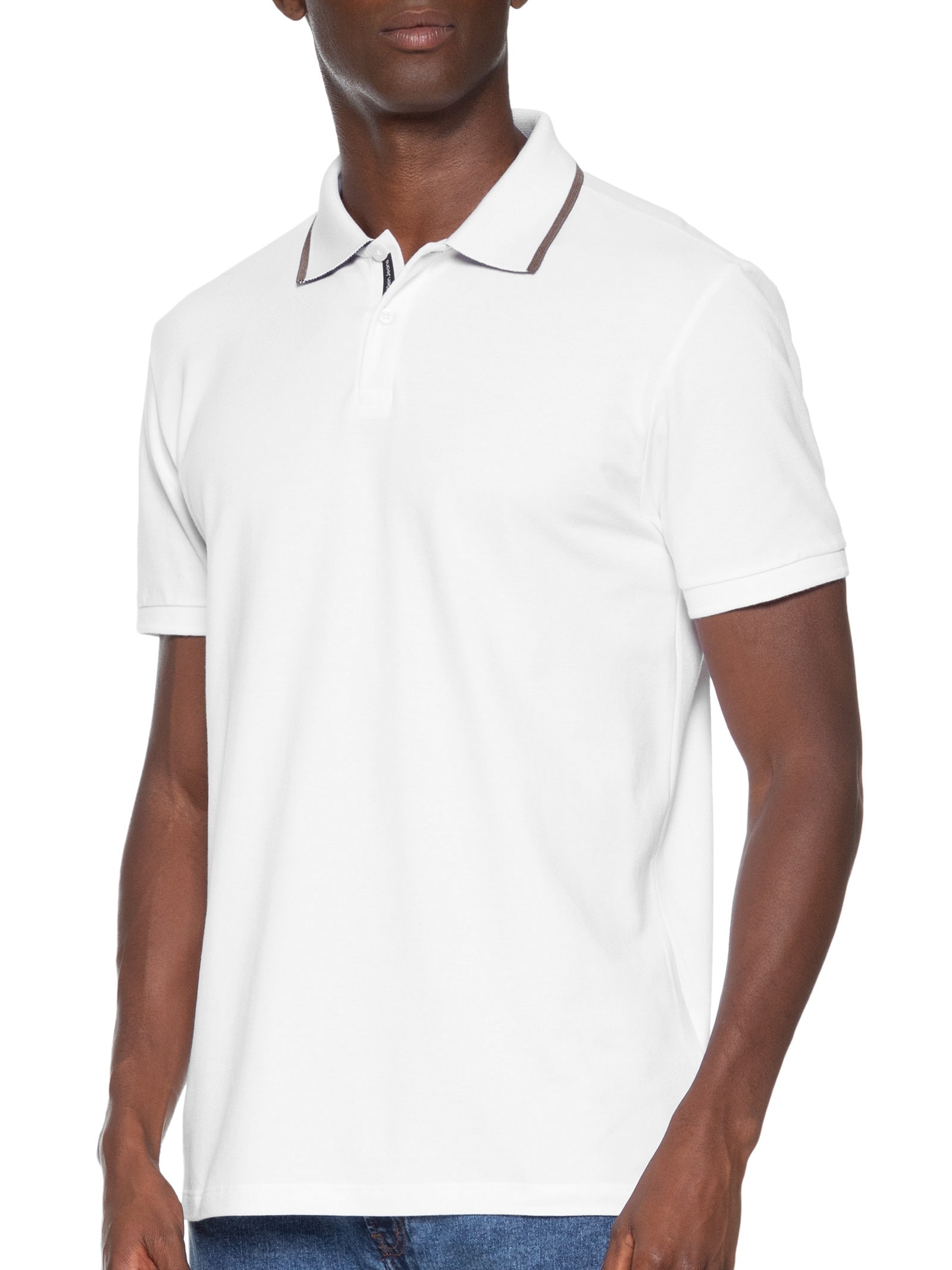 Polo Masculina Manga Curta Gola Branco Calvin Klein Jeans