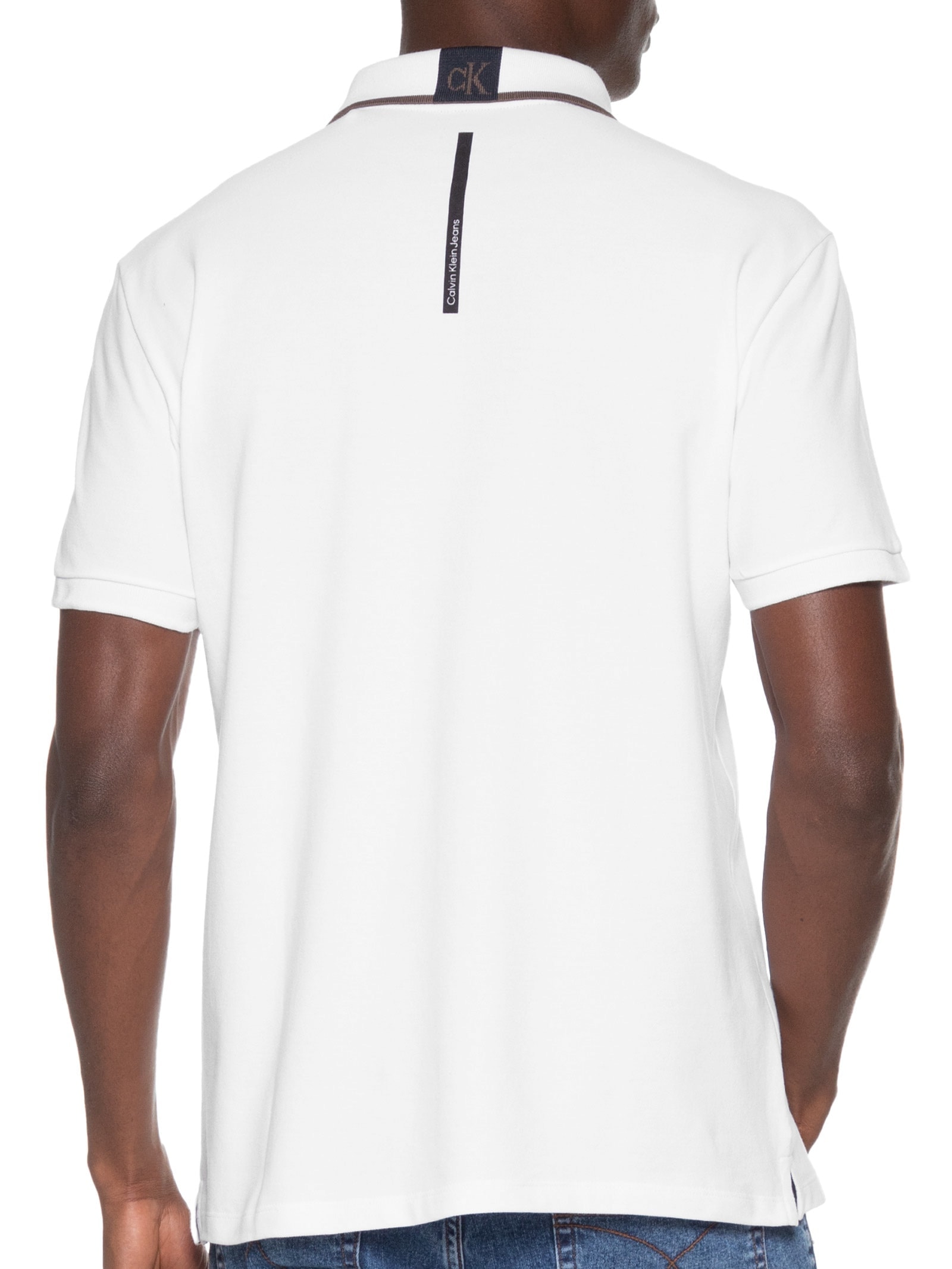 Polo Masculina Manga Curta Gola Branco Calvin Klein Jeans