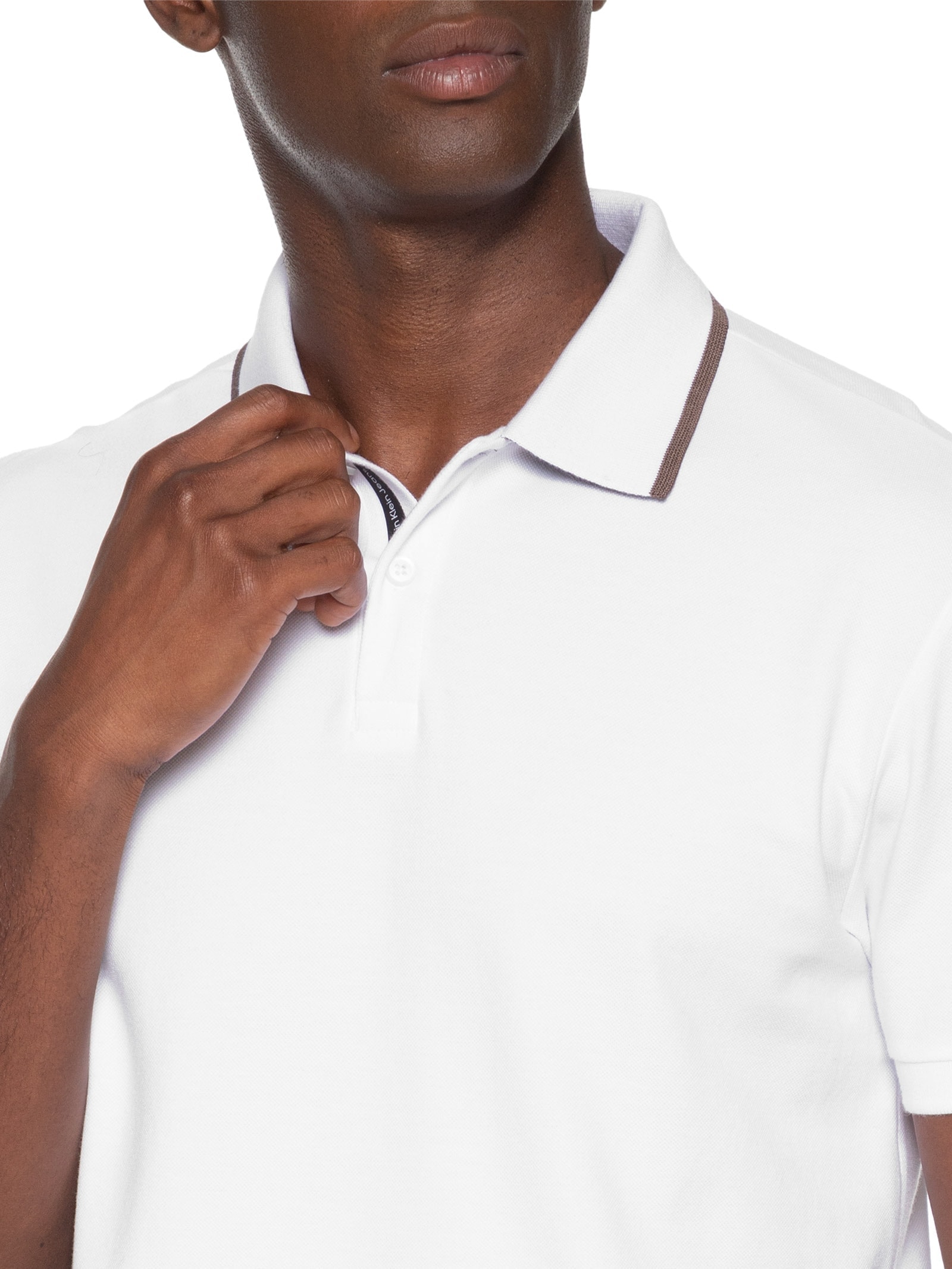 Polo Masculina Manga Curta Gola Branco Calvin Klein Jeans