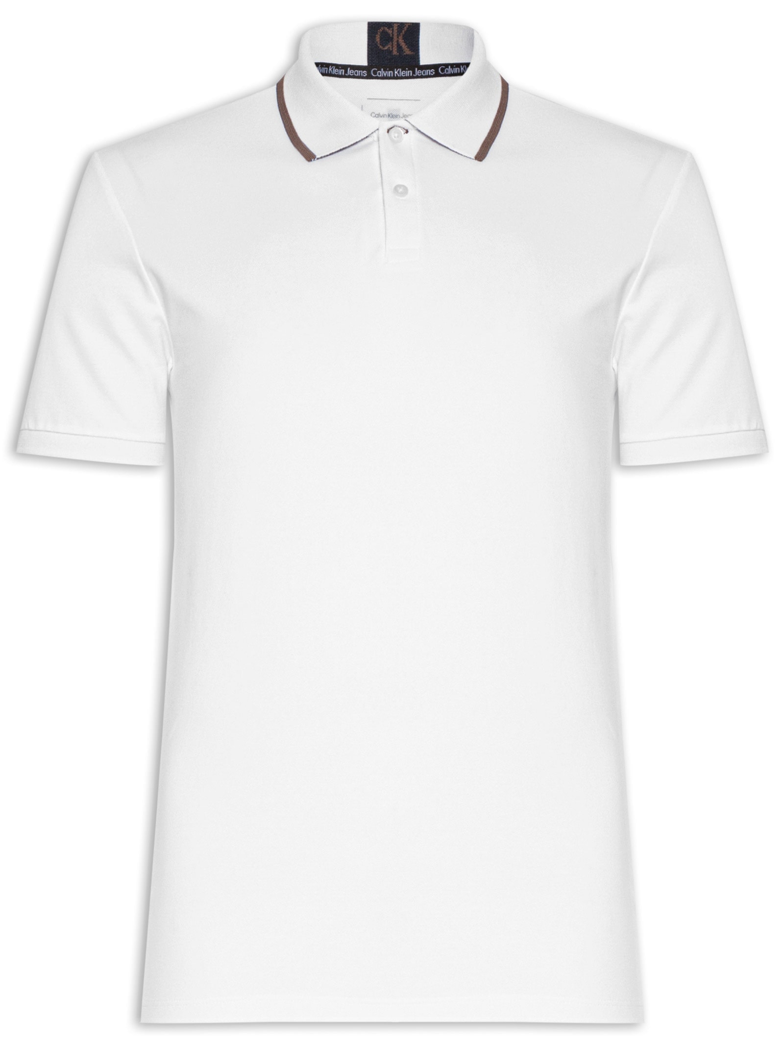 Polo Masculina Manga Curta Gola Branco Calvin Klein Jeans
