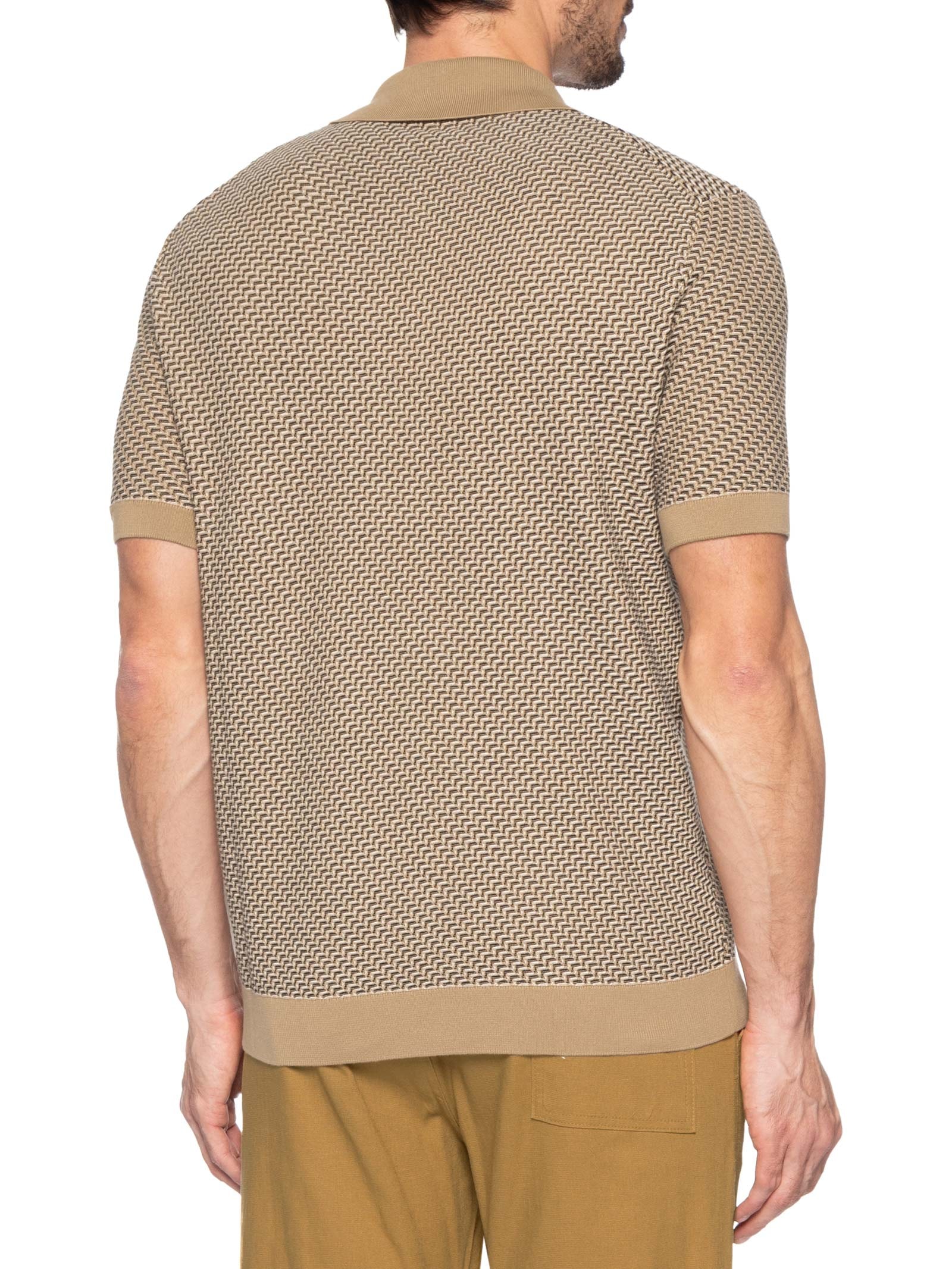 Polo Masculina Manga Curta H-Lomare Bege Boss