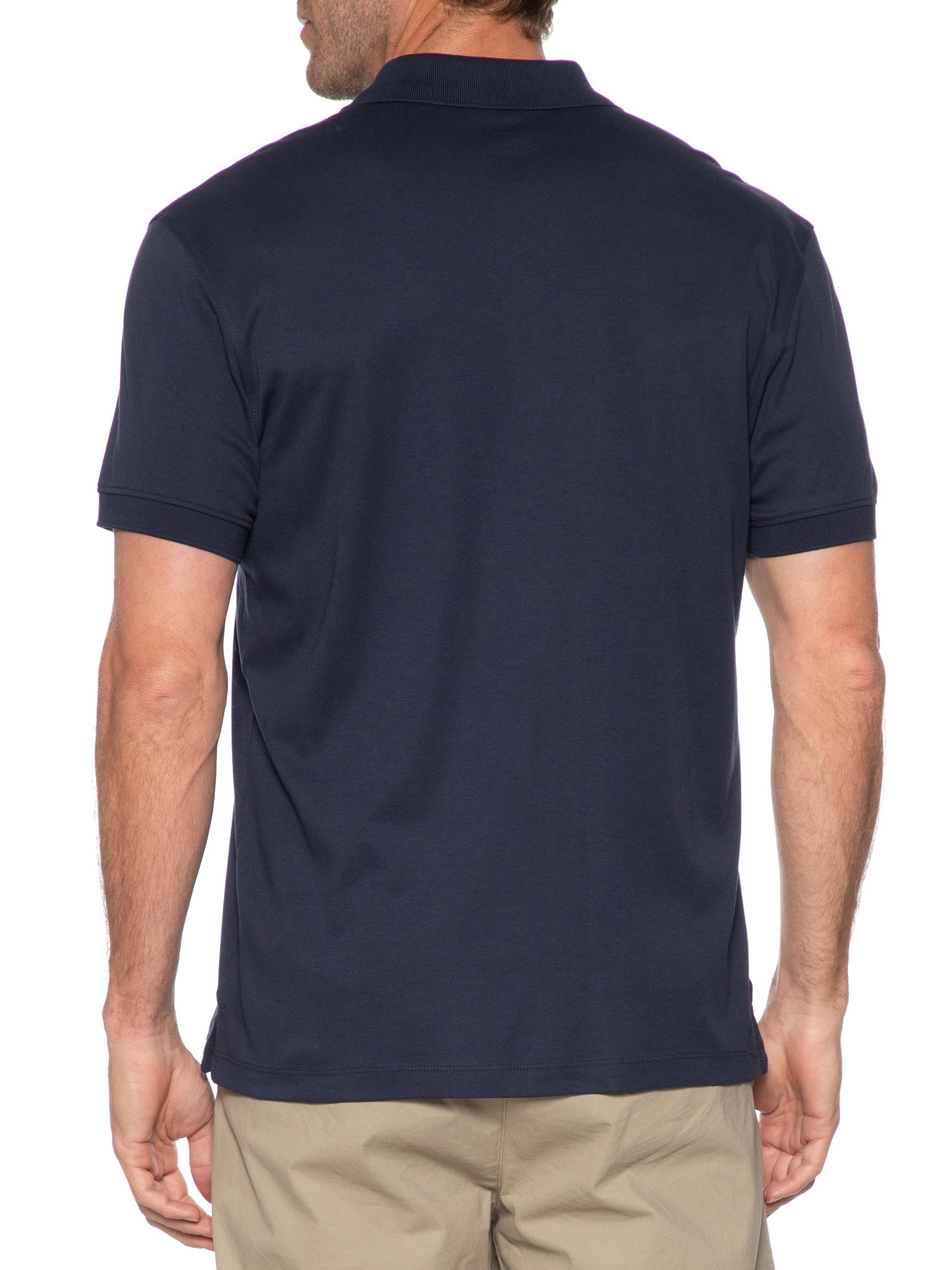 Polo Masculina Manga Curta Interlock Azul Aramis