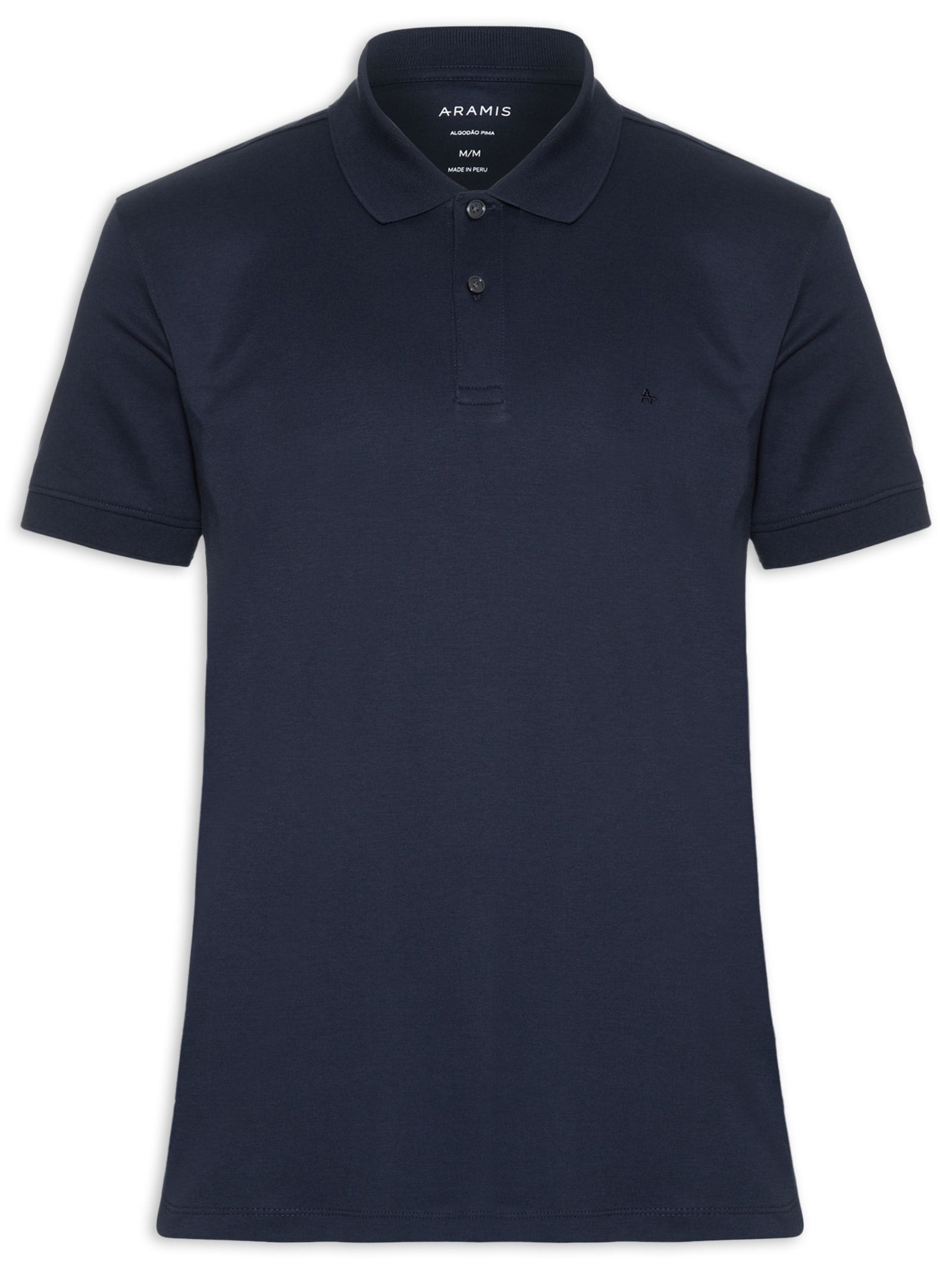 Polo Masculina Manga Curta Interlock Azul Aramis