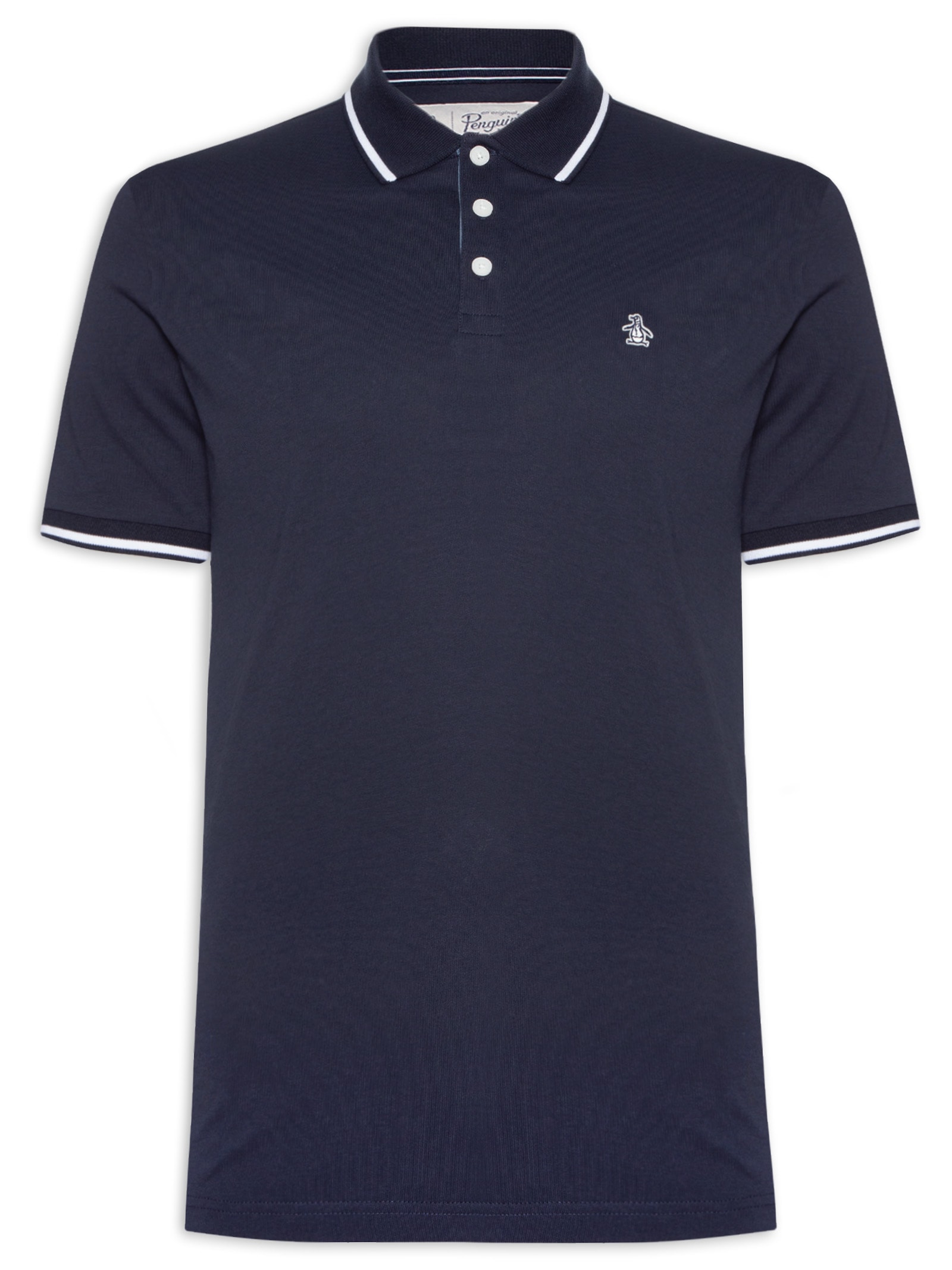 Original Penguin - Polo Masculina Manga Curta Jersey Lisa - Azul