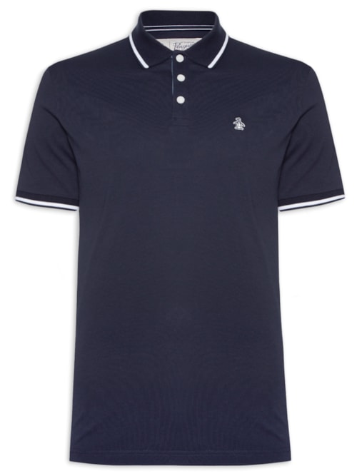 Polo Masculina Manga Curta Jersey Lisa - Azul