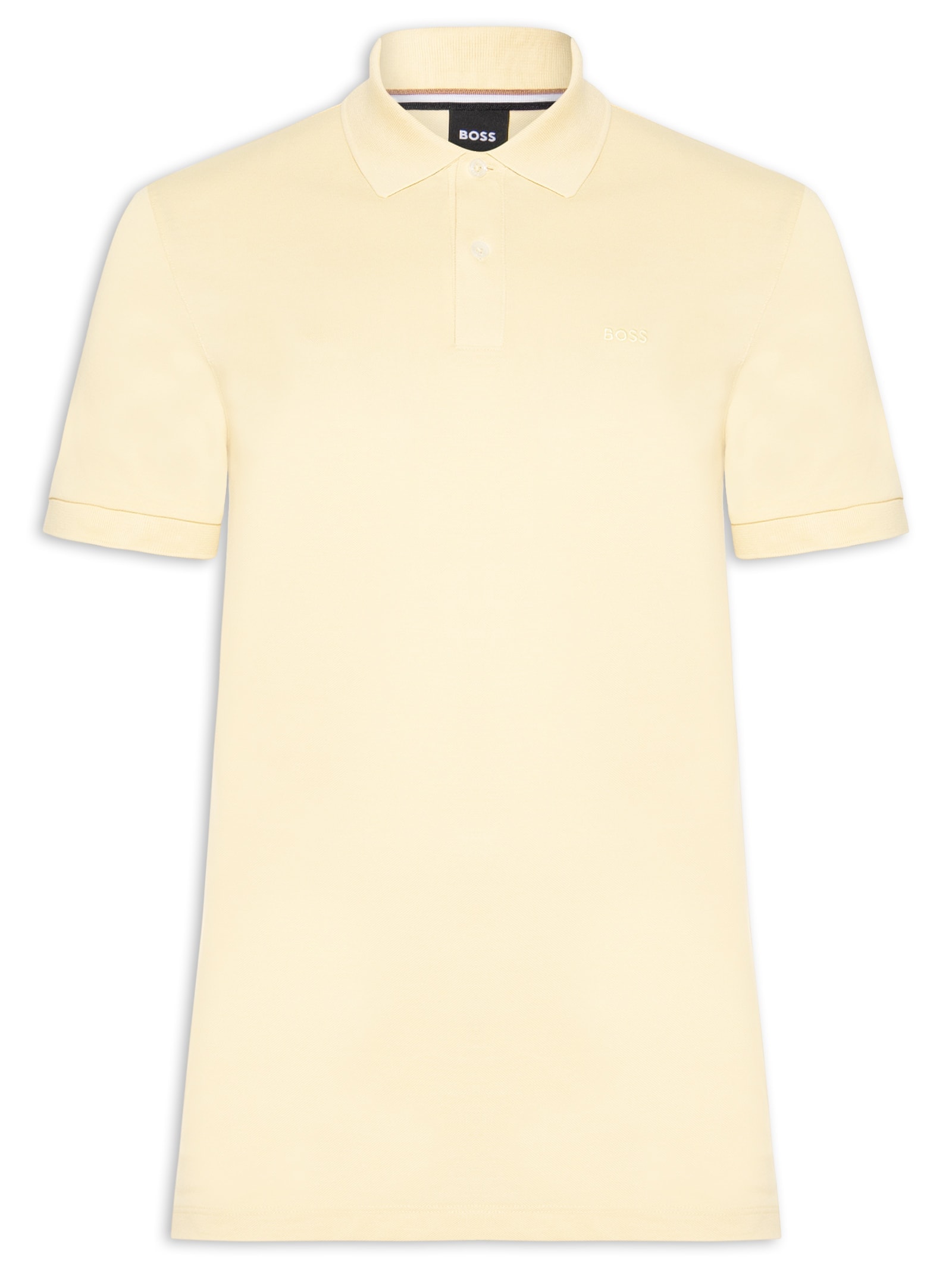 Polo Masculina Manga Curta Logo Bordado Amarelo Boss