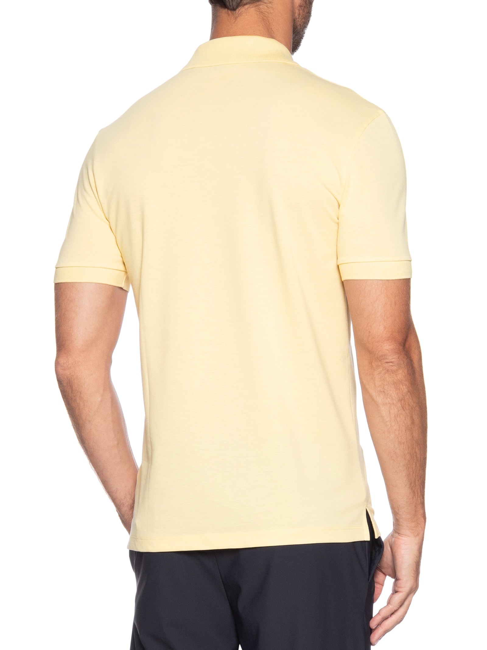 Polo Masculina Manga Curta Logo Bordado Amarelo Boss