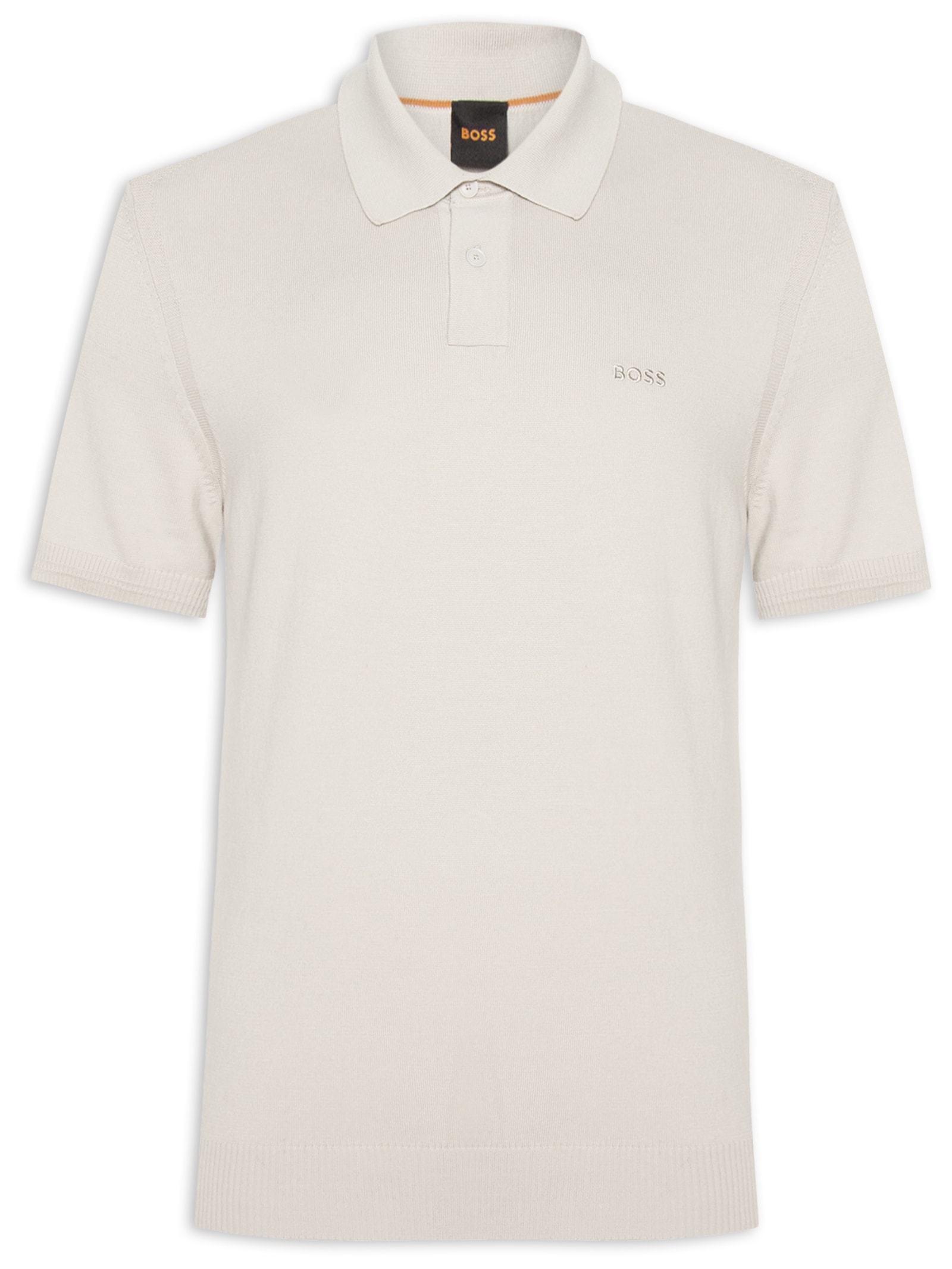 Polo Masculina Manga Curta Logo Bordado Asac Bege Boss