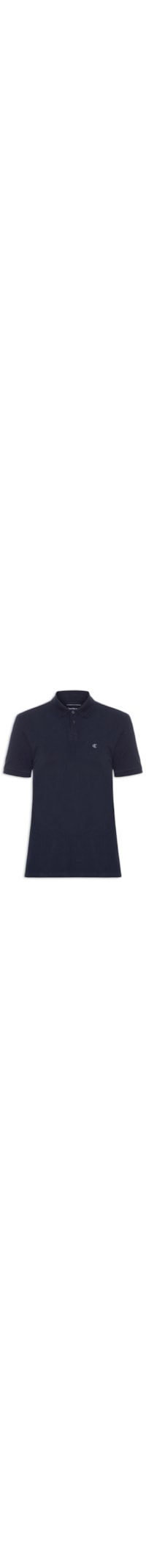 Polo Masculina Manga Curta Logo Bordado - Azul