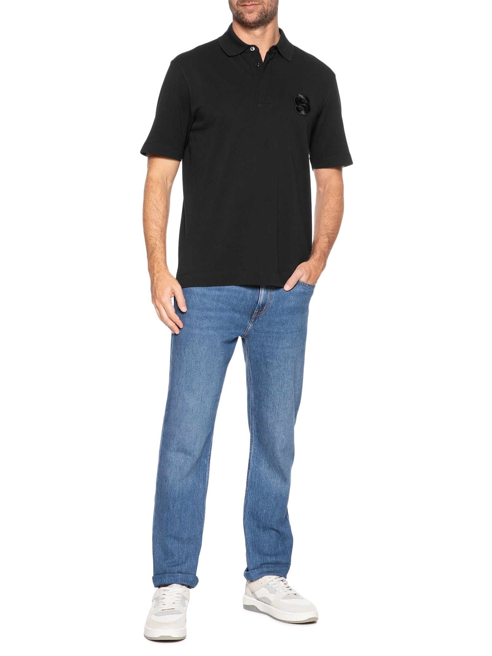 Polo Masculina Manga Curta Logo Bordado C-Payto 23 C-Payto 23 Preto Boss