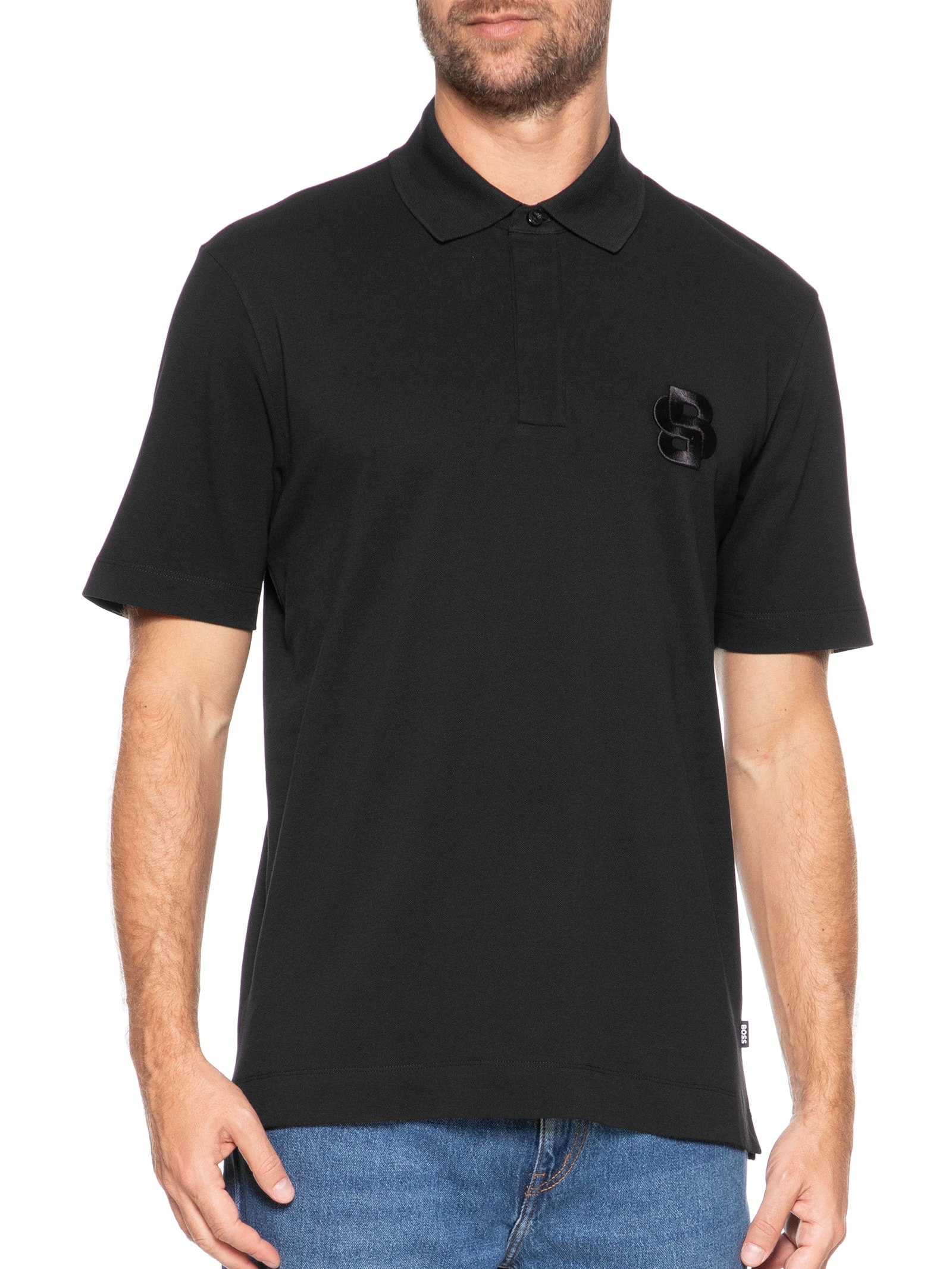 Polo Masculina Manga Curta Logo Bordado C-Payto 23 C-Payto 23 Preto Boss