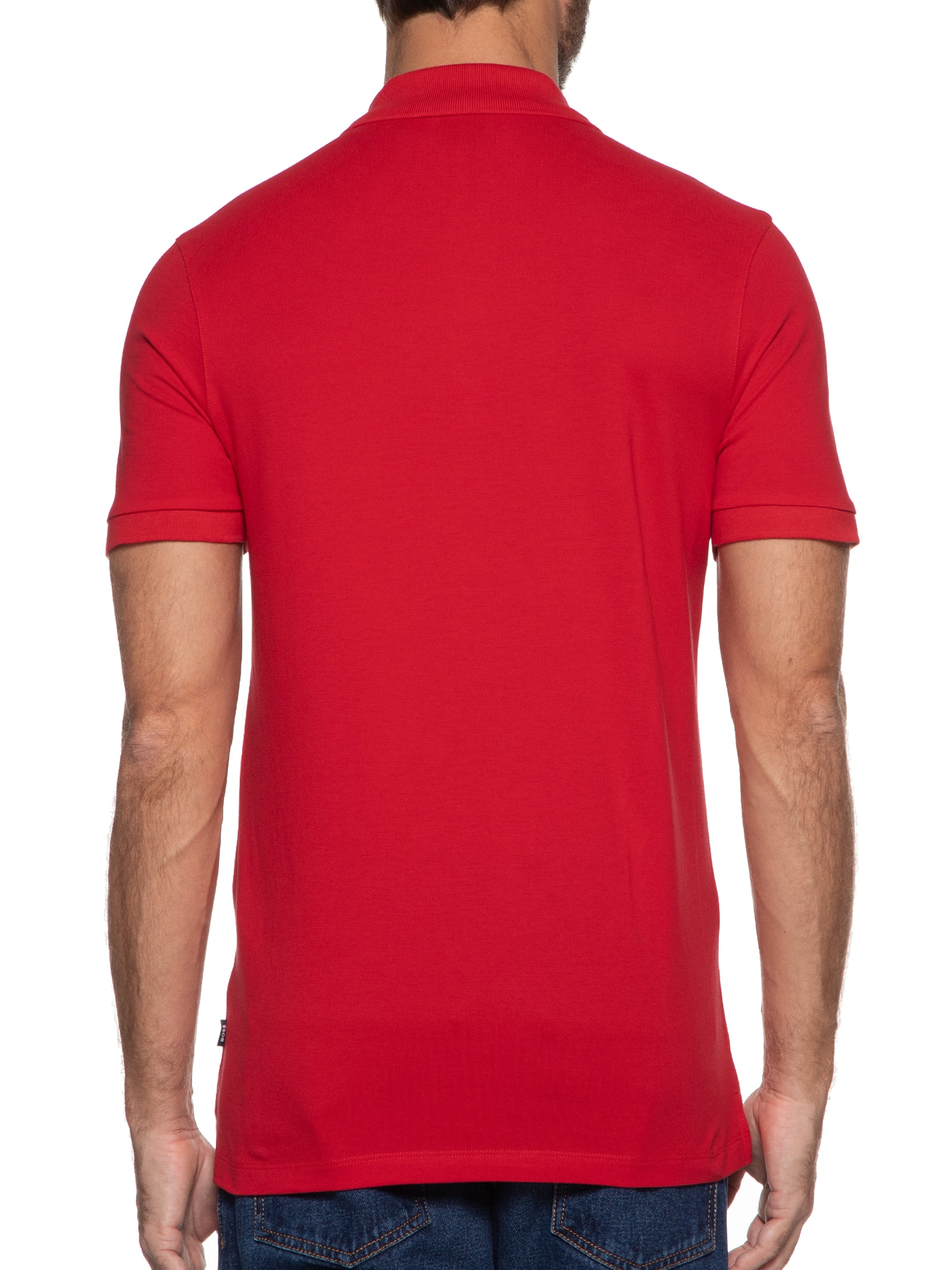 Polo Masculina Manga Curta Logo Bordado Marrom  Boss