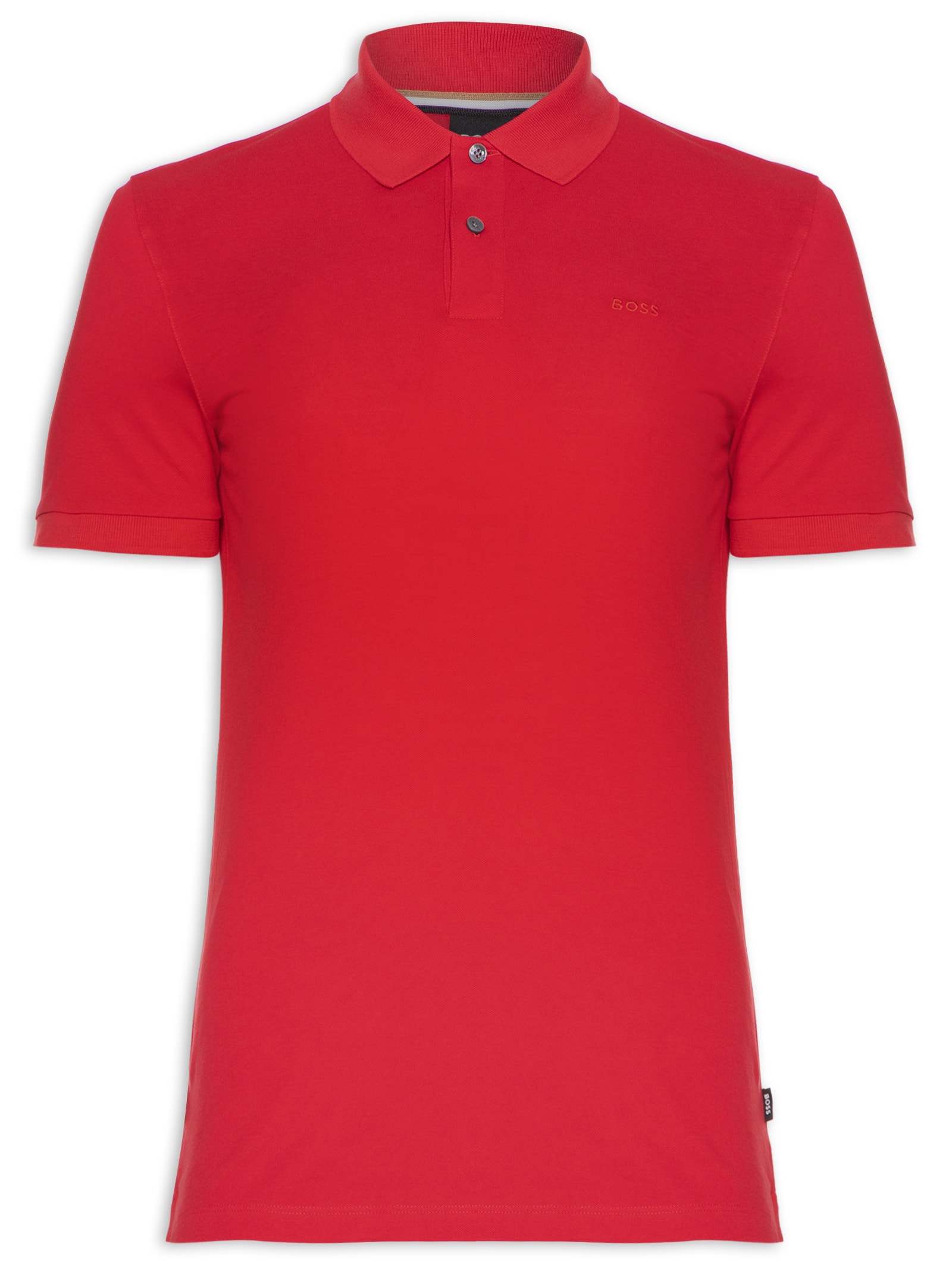 Polo Masculina Manga Curta Logo Bordado Marrom  Boss